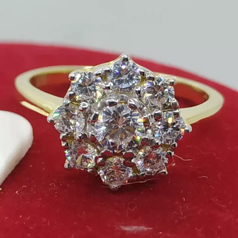 Art Deco Vintage Style Lab Created Diamond Wedding 14k Yellow Gold Finish Ring