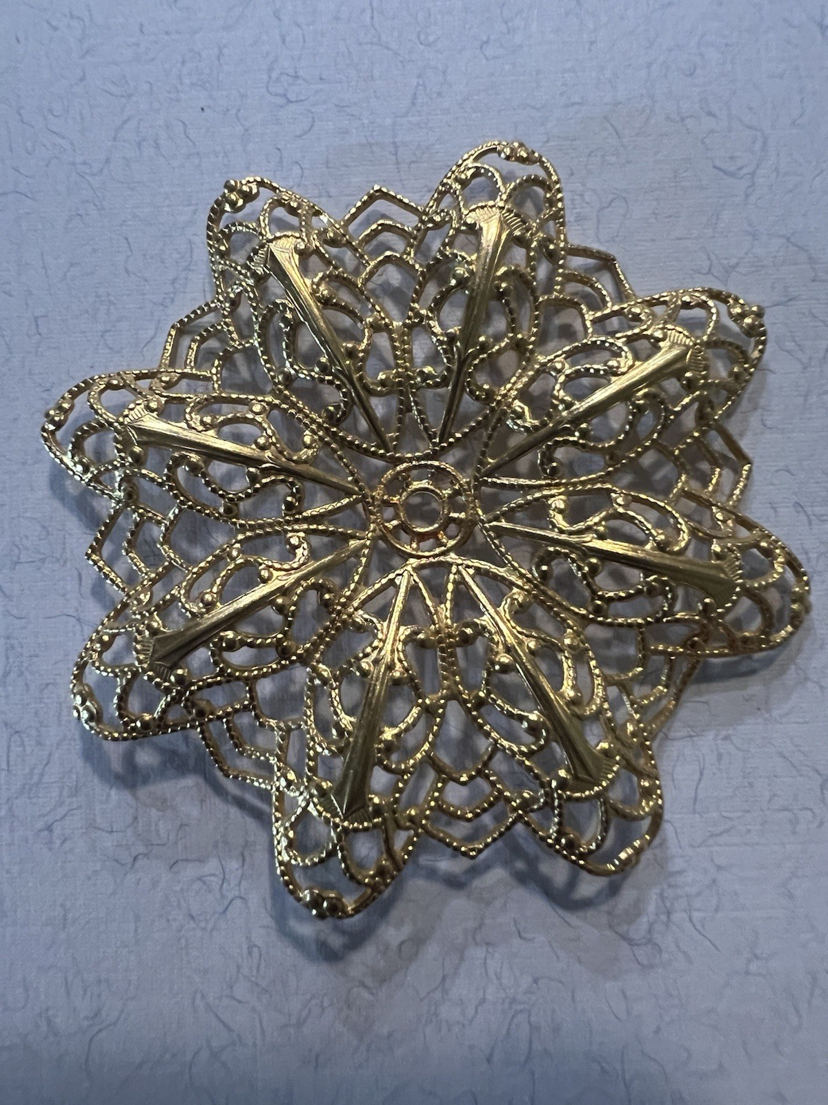 Vintage Brass Filligree Stamping 22K Gold Plated from Famous Maker