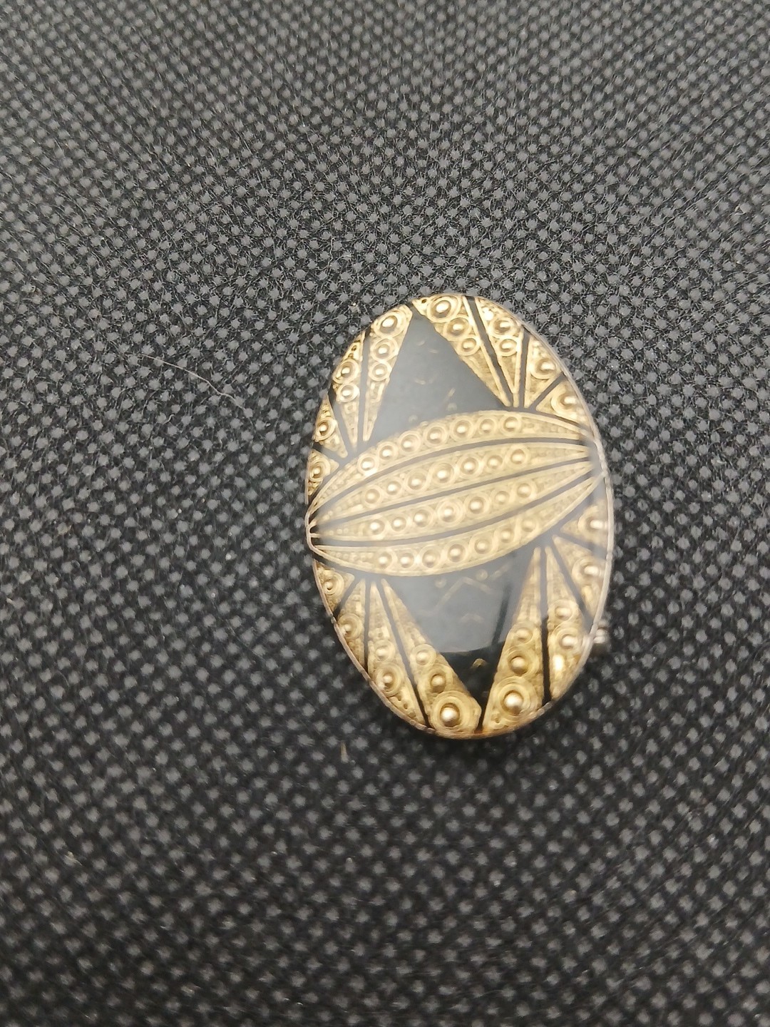 Two 1980s PIERRE BEX Style Art Deco reproduction geometric patterns brooches