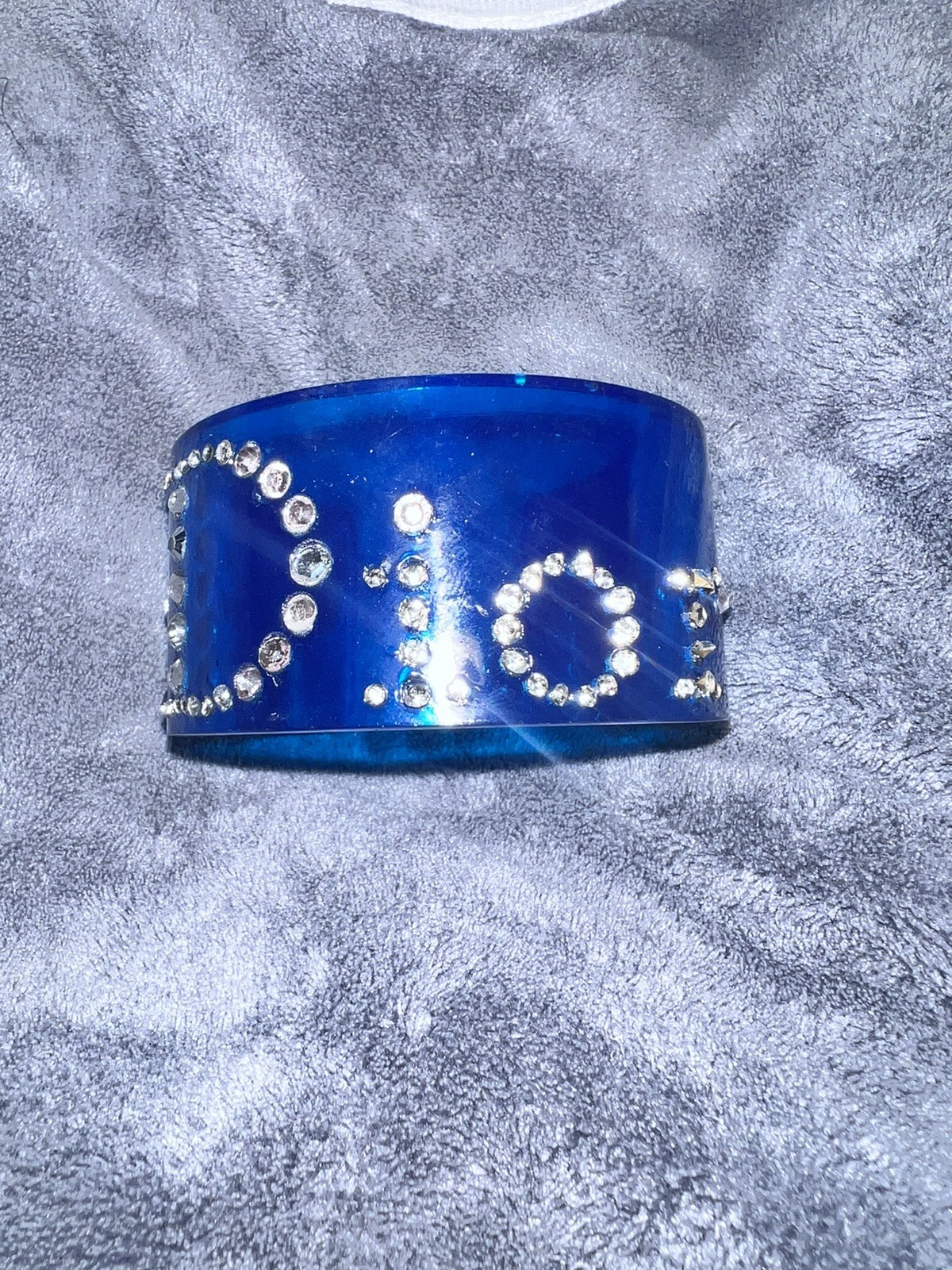 CHRISTIAN DIOR Lucite Cuff Bracelet with Rhinestones