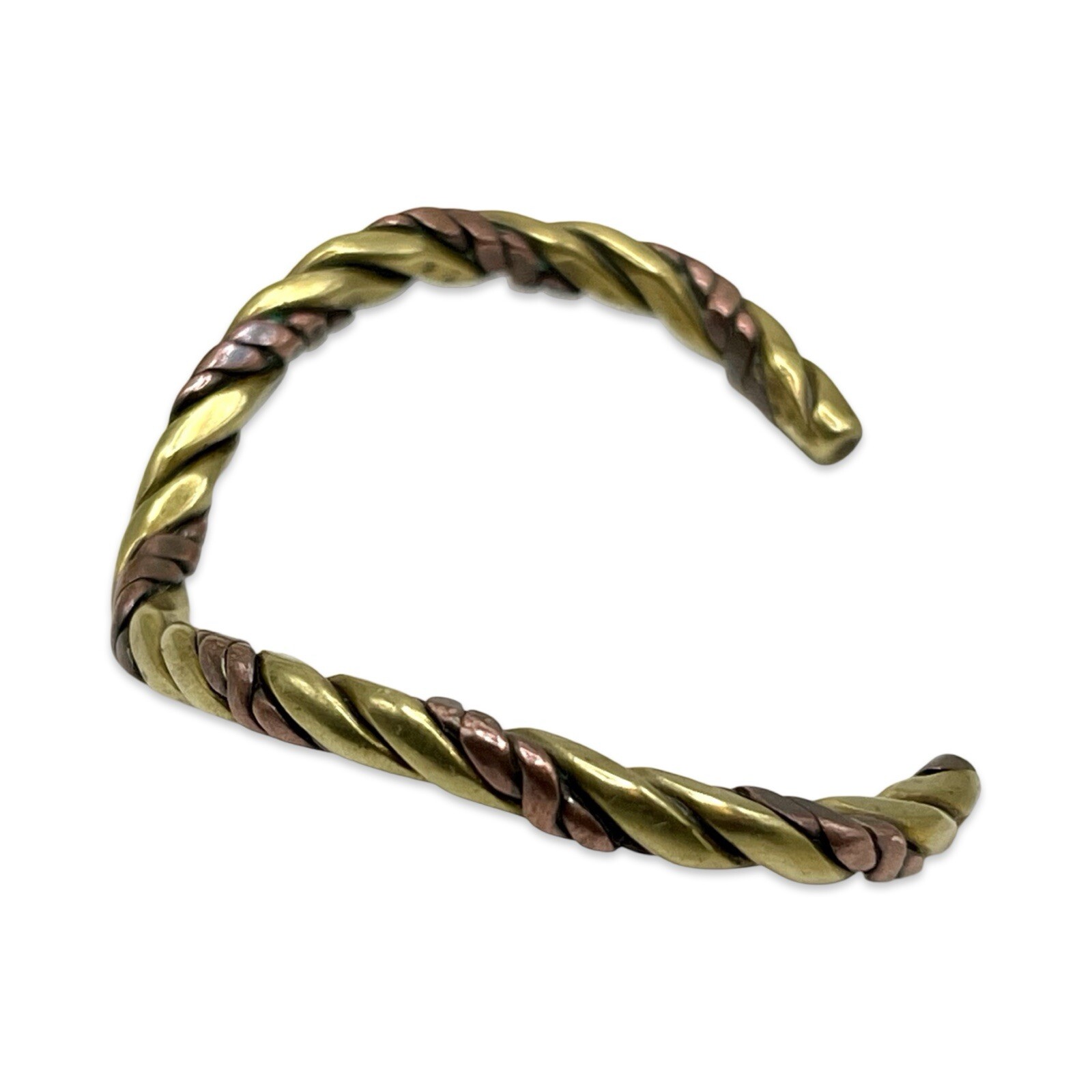 Vintage/Retro 1970s Twisted Copper & Brass Chevron Shaped Unisex Cuff Bracelet