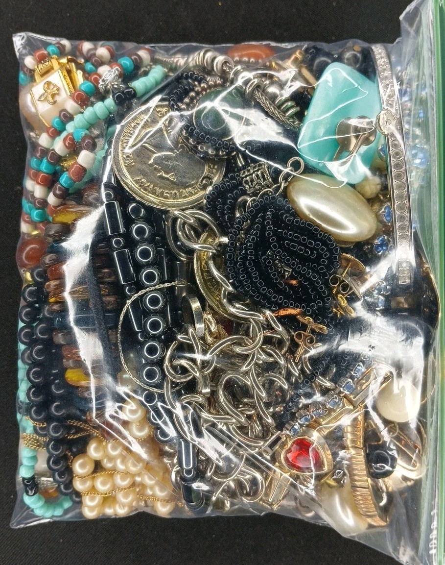 1 + Lb Bag Jewelry Vintage Modern Lot Craft Junk Some Wearable Resell Mix