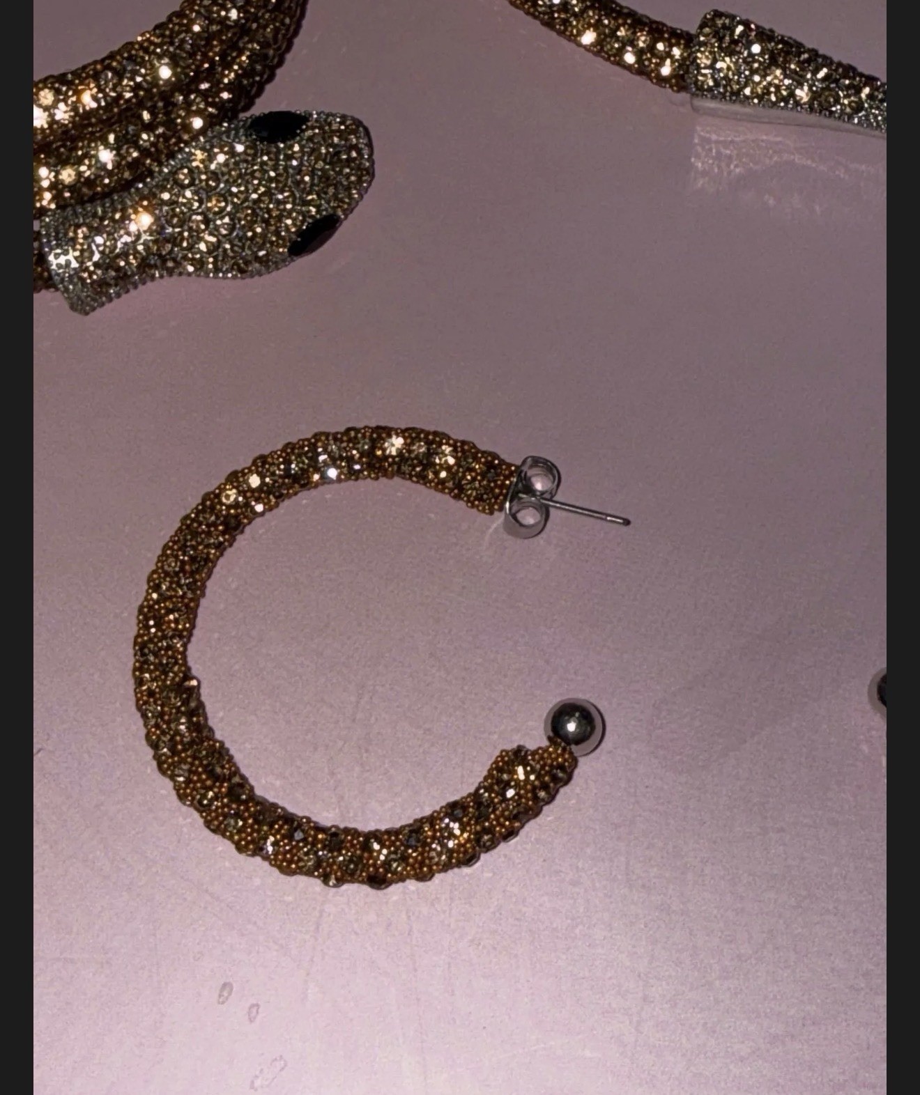 VTG Sparkling Snake Jewelry set including necklace, wrap bracelet & hoop earring