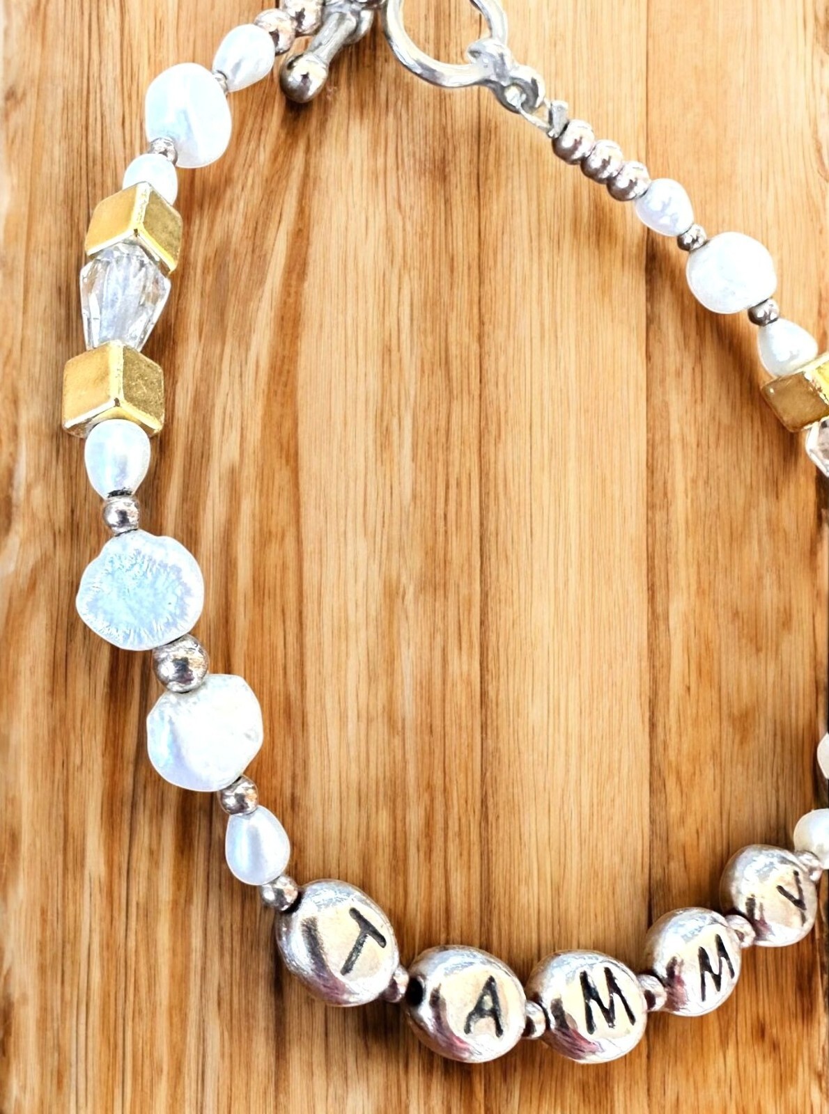 VTG Handmade Freshwater Pearl Bracelet Tammy Birthday Anniversary Toggle Closure