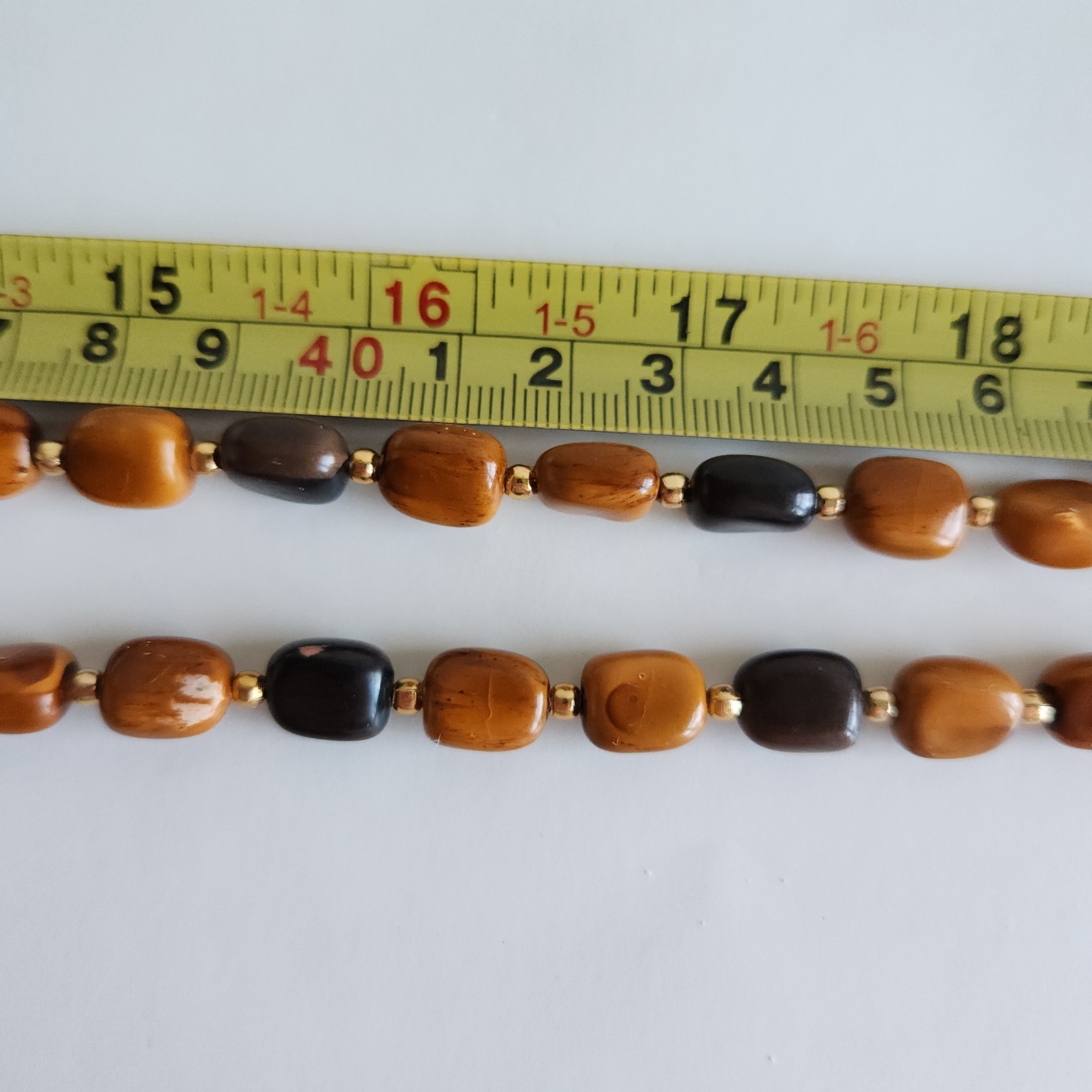 Long Beaded Necklace 50” Layered Wrap Brown Black Nugget Beads Boho