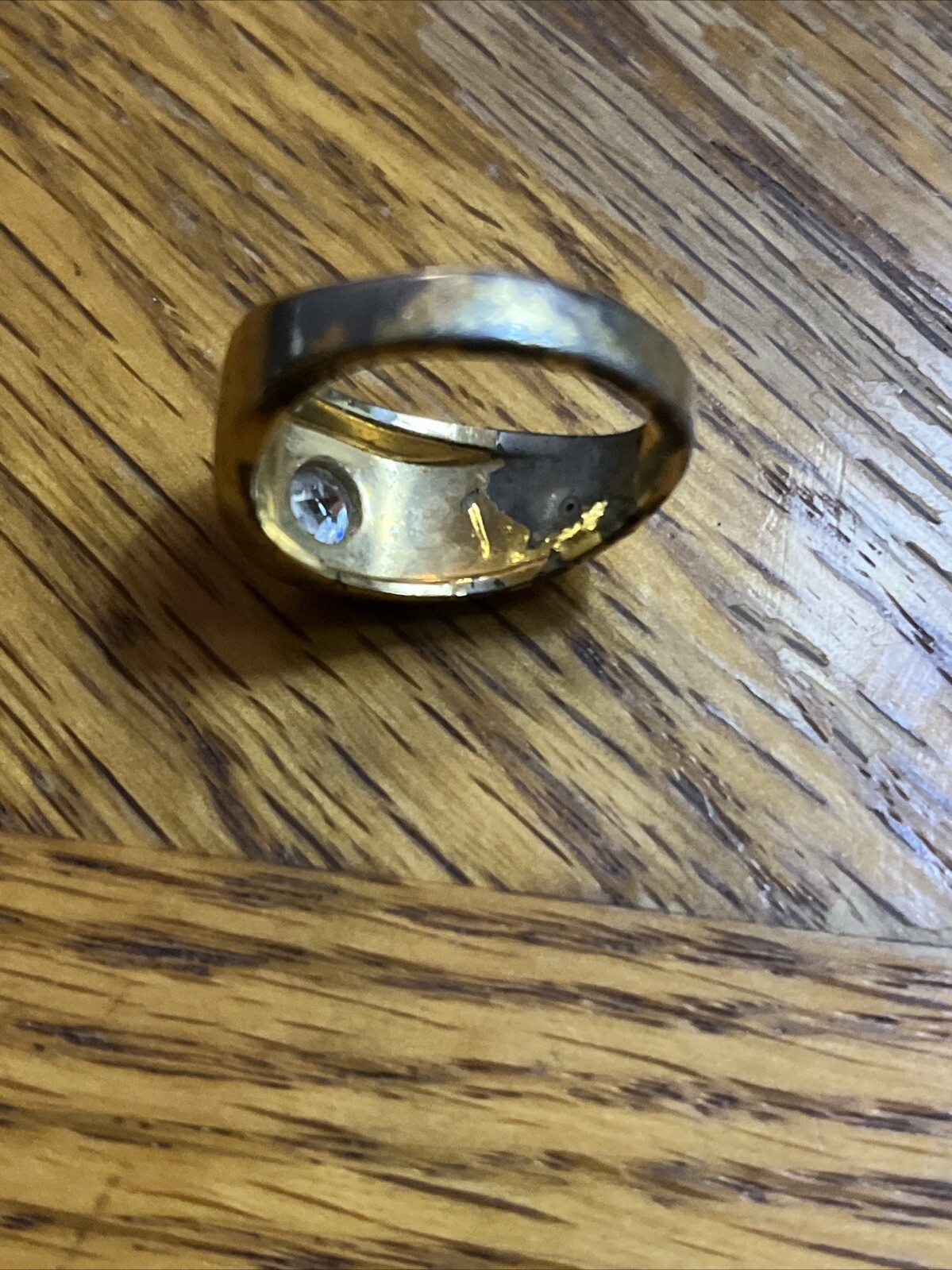 Vintage Ring 18 K HGE Gold With Gemstone Size 12 See Pics Heavy Wear