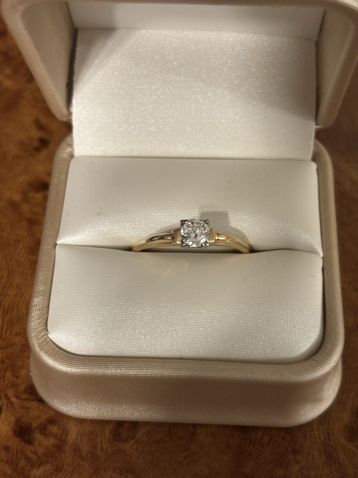 Roughly .46 carat Vintage Old Mine Cut Diamond Solitaire Ring 18K Yellow Gold