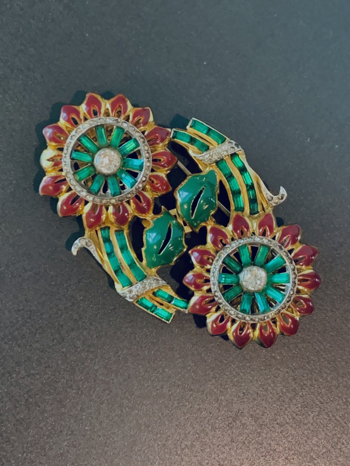 Vintage 1930’s Coro Flower Duette Brooch Pin Clips