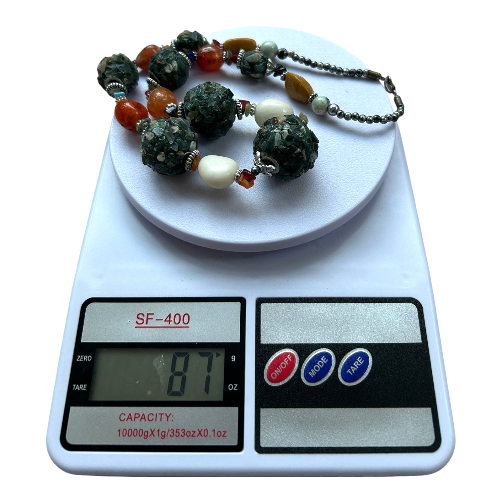 Vintage Chunky Mosaic Stone Beaded Necklace Multicolor Boho Statement Artisan