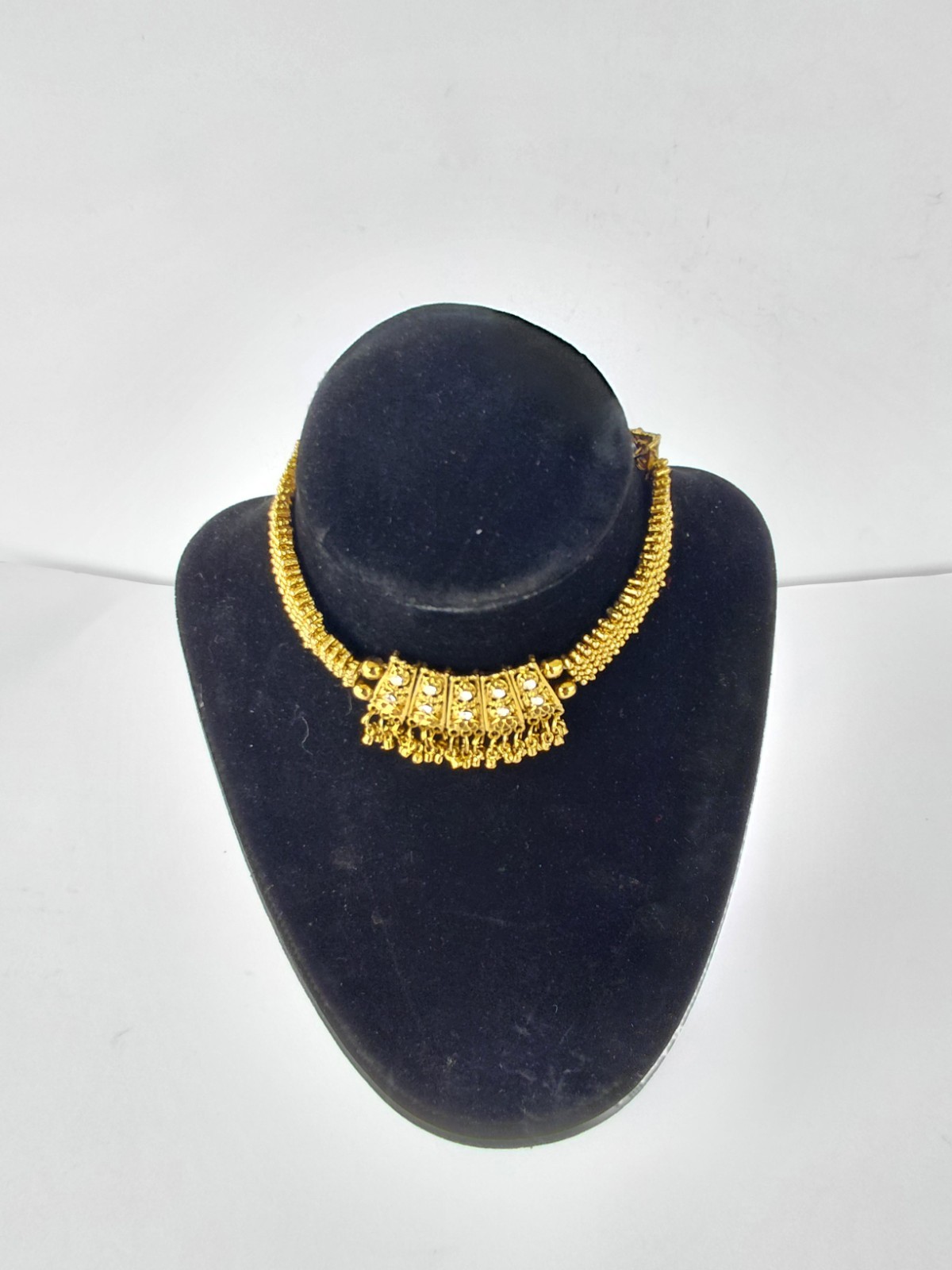 Vintage Necklace Indian Kundan Bridal Choker Adjustable Gold Tone Rhinestone