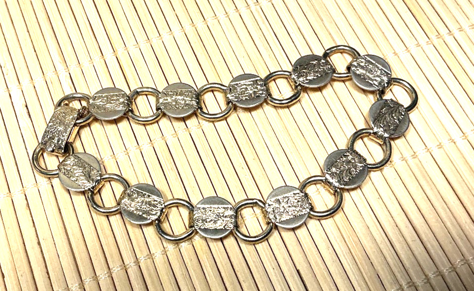 Sarah Coventry Bracelet Vintage Textured Gold Tone linked Coin Panel Lot 100A