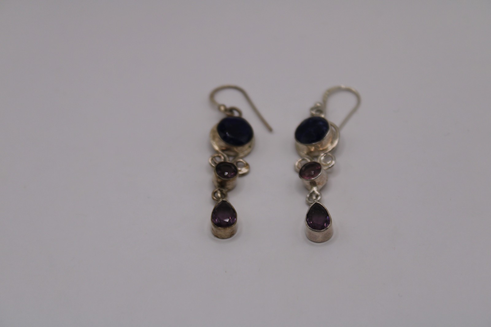 Sterling Silver Sapphire and Amethyst Earrings