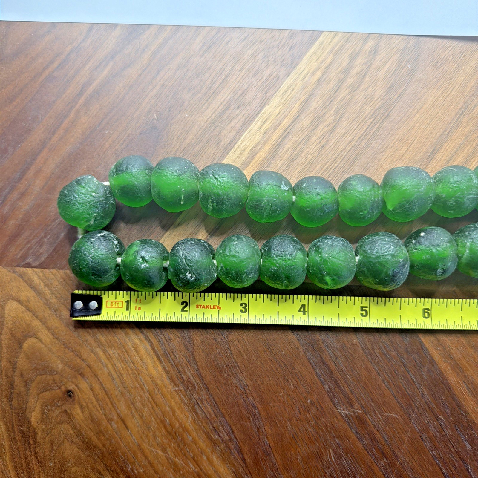 African Recycled Green Glass Trade Beads Large