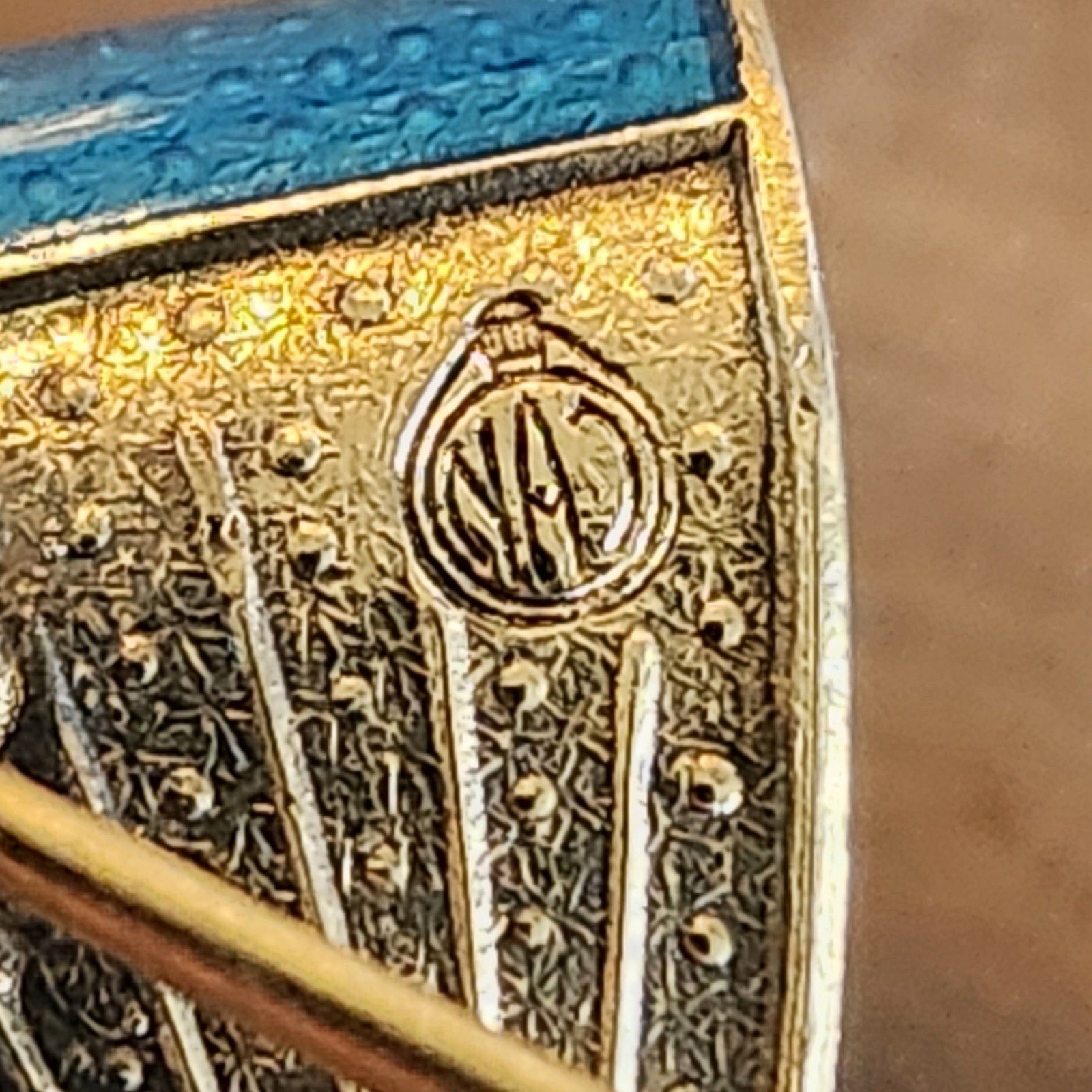 Vtg N.A Jørgensen-Norway Sterling Silver & Blue Guilloche Fish Bow Pin/Brooch