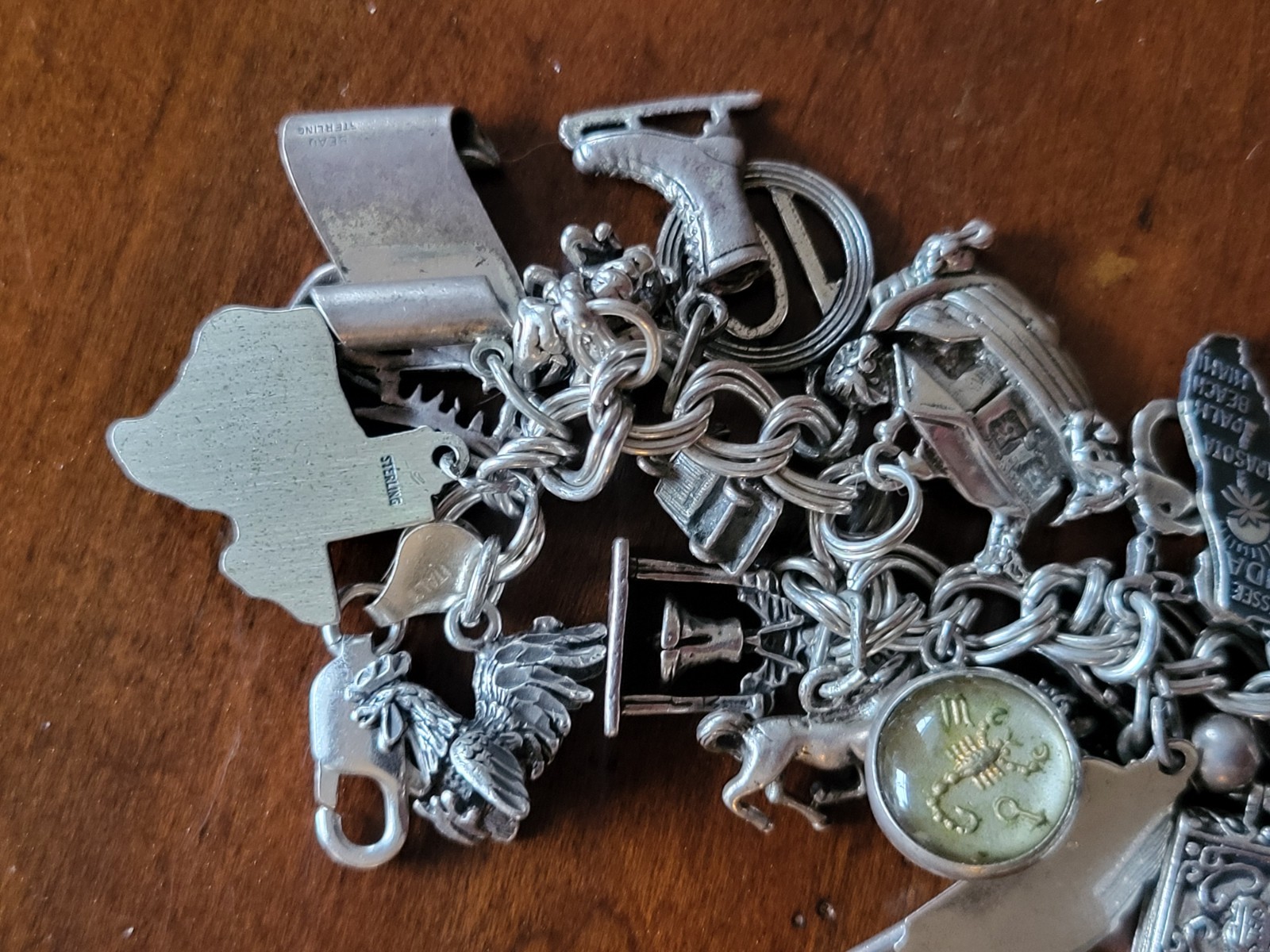 Vintage 925 Sterling Silver Loaded Charm Bracelet 104 Grams