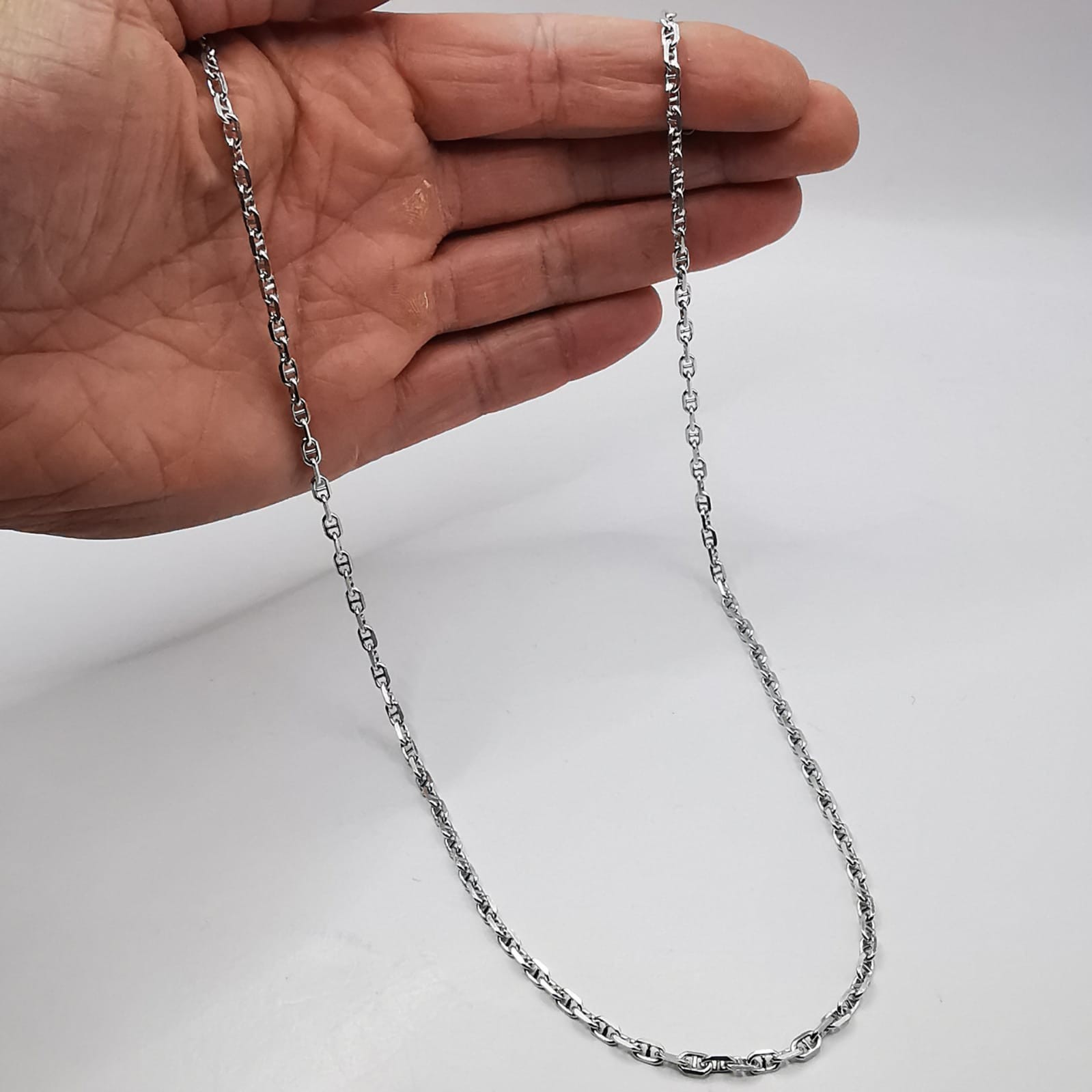 925 Sterling Silver Vintage Unusual Anchor Chain Necklace Thin Link Men’s