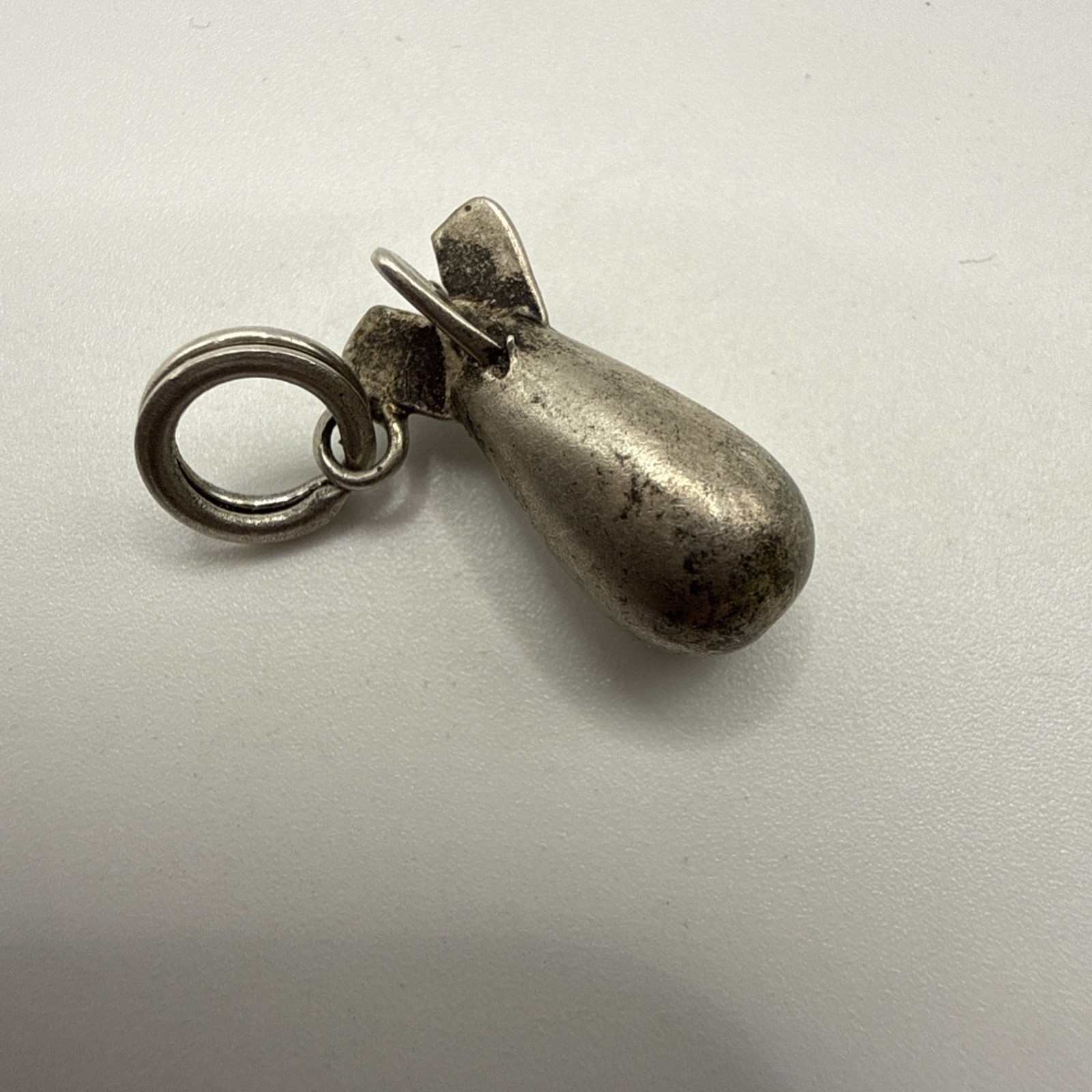 Vintage Sterling Silver WWII Military Bomb Missile Bracelet Charm Pendant
