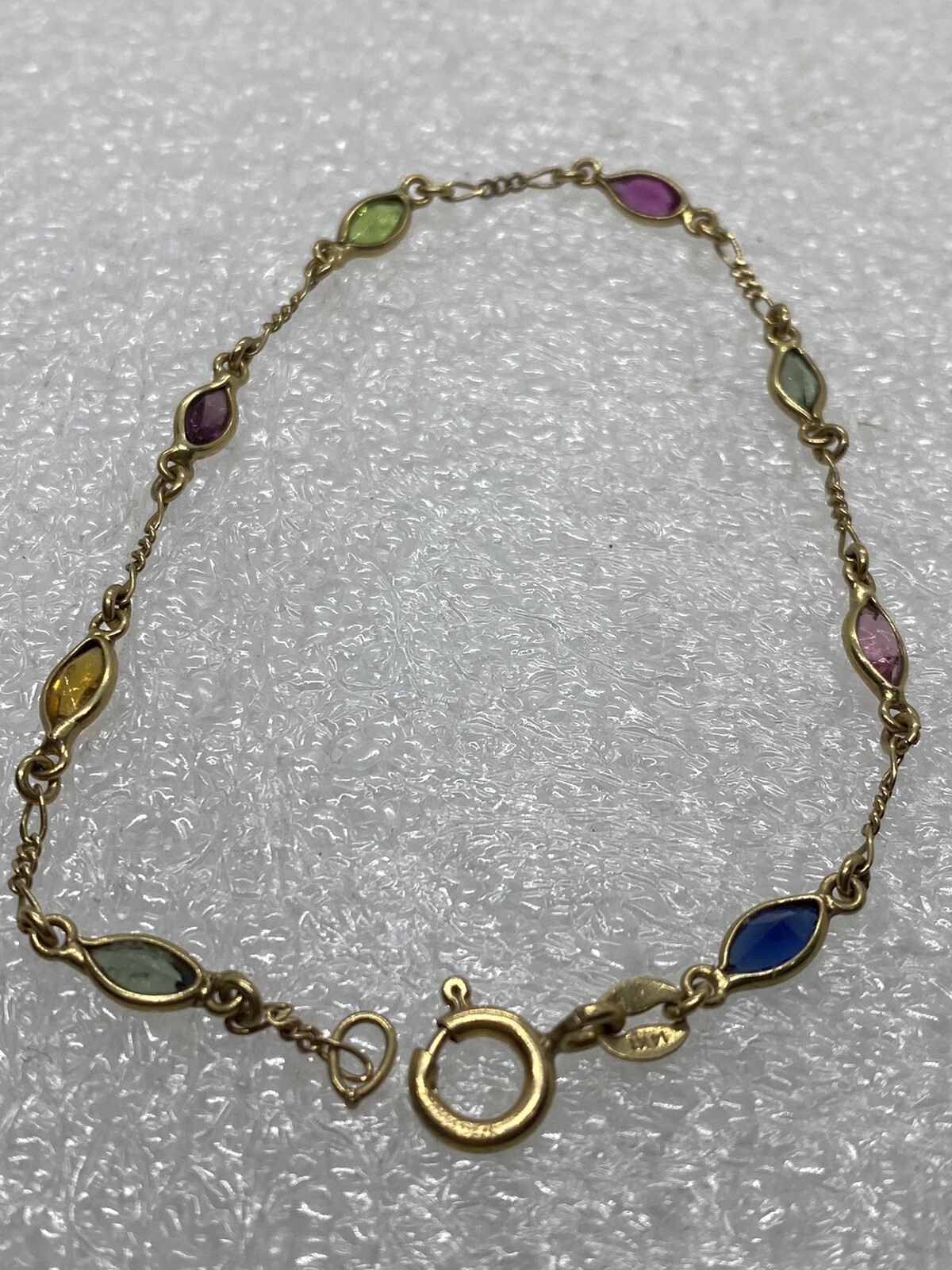 Vintage 14K gold Ruby, Sapphire,Peridot,Amethyst Bracelet
