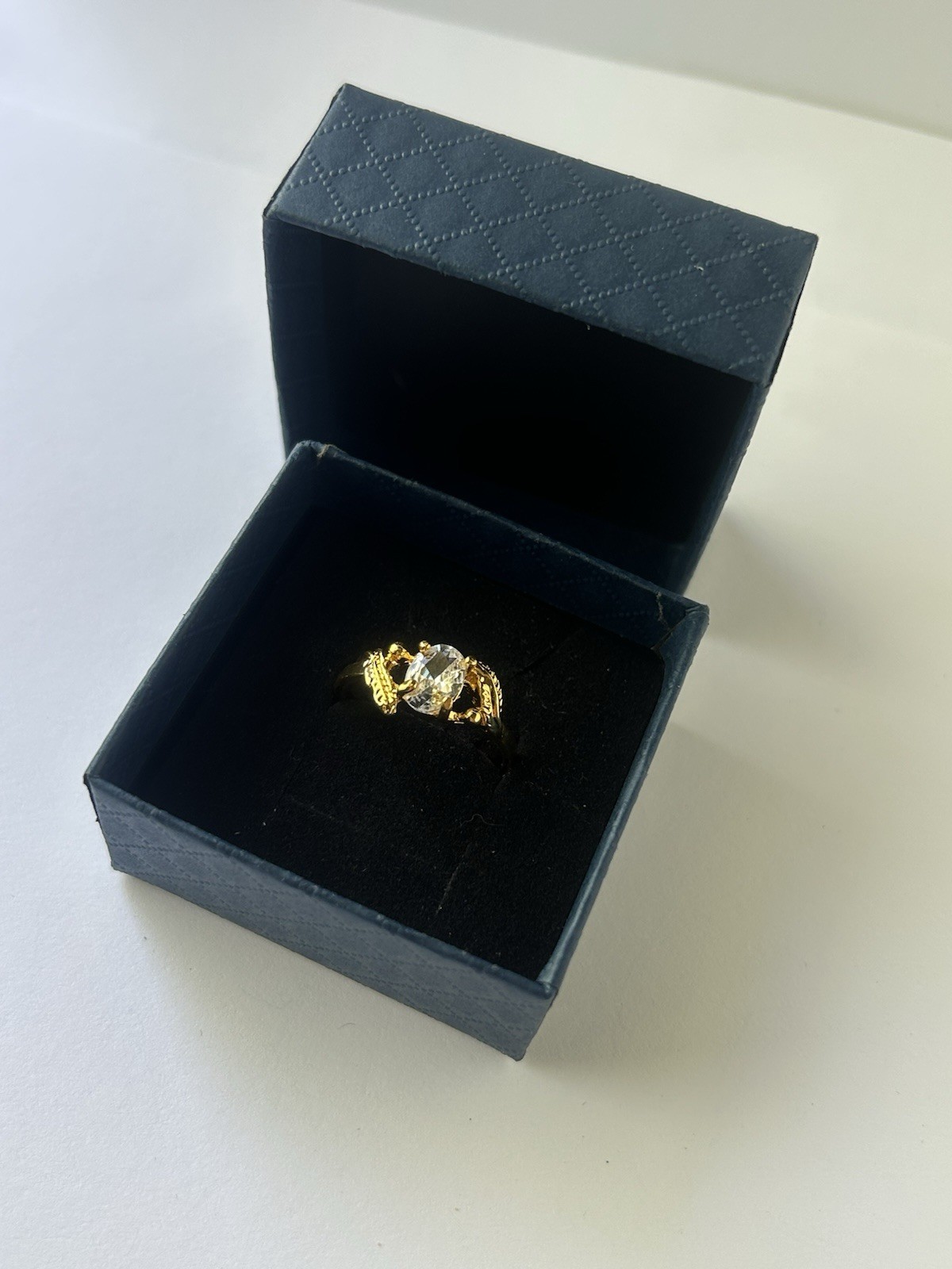 Vintage Clear Cubic Zirconia Ring Gold Plated Womens Size 10