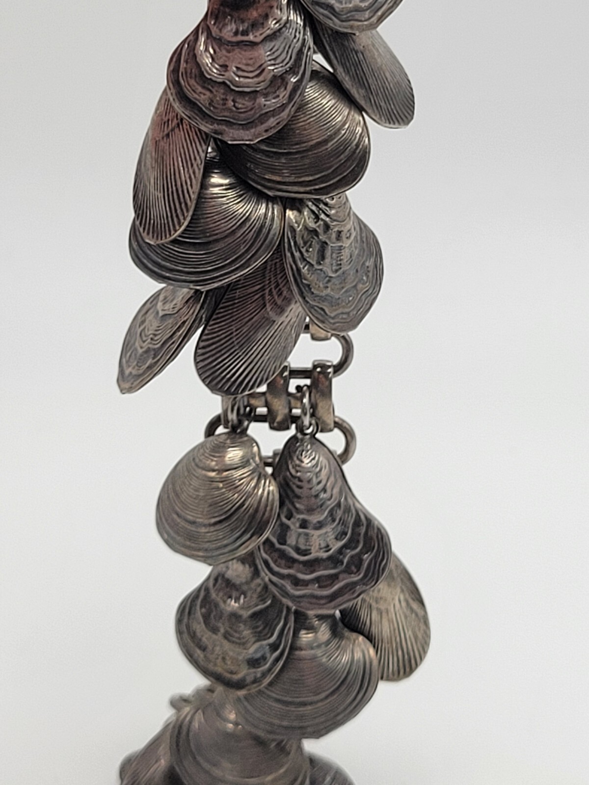 AS IS VINTAGE NAPIER EUGENE BARTOLLI SEASHELL CHARM BRACELET SILVER TONE