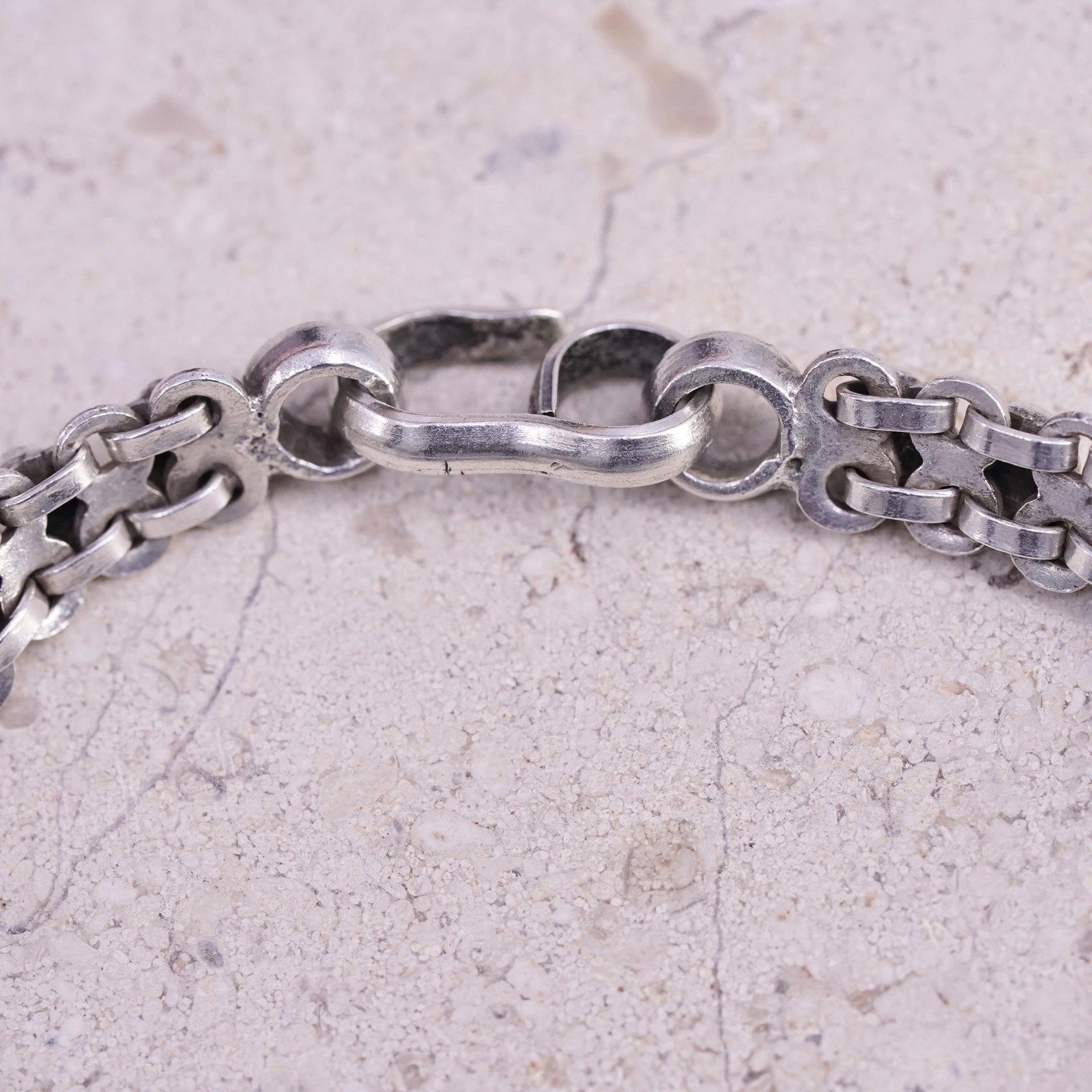 7.25″, vintage Sterling silver handmade tennis bracelet, 925 flower links