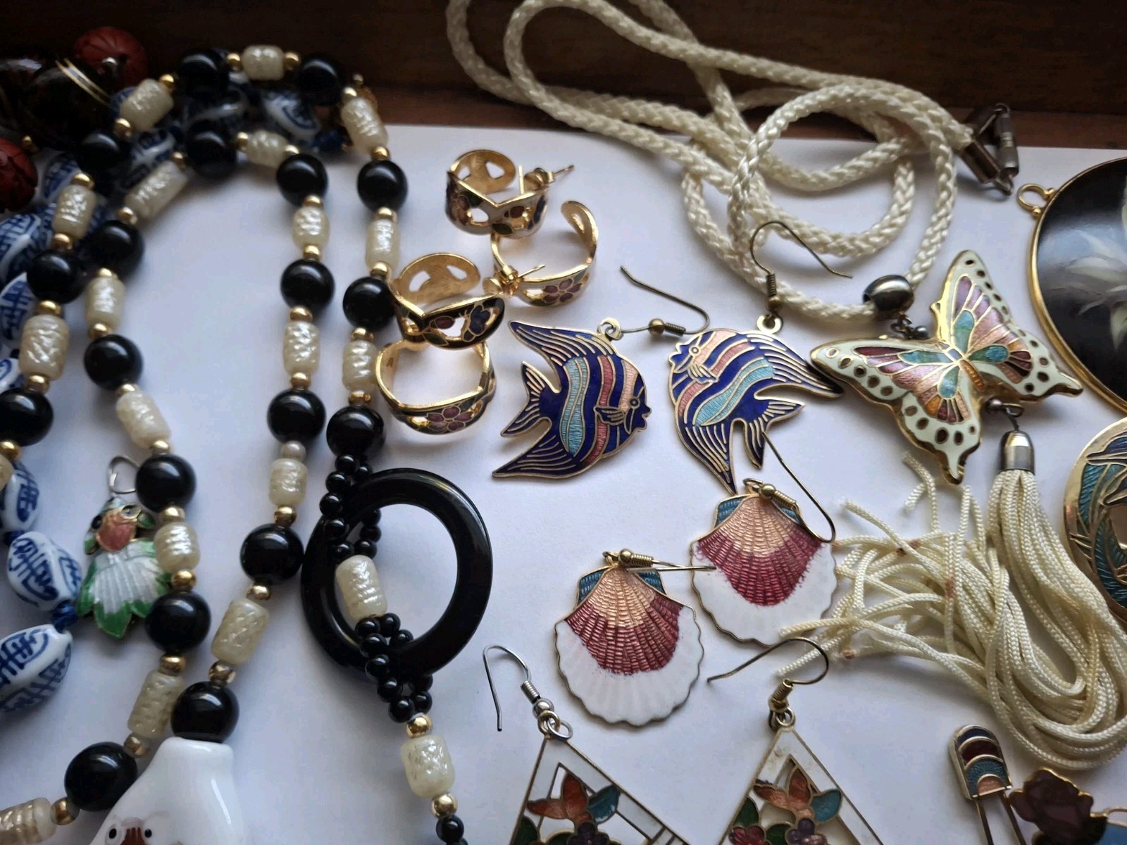 Vintage Cloisonne Jewelry 44 Mixed Jewelry Earrings Necklaces Braclets & More
