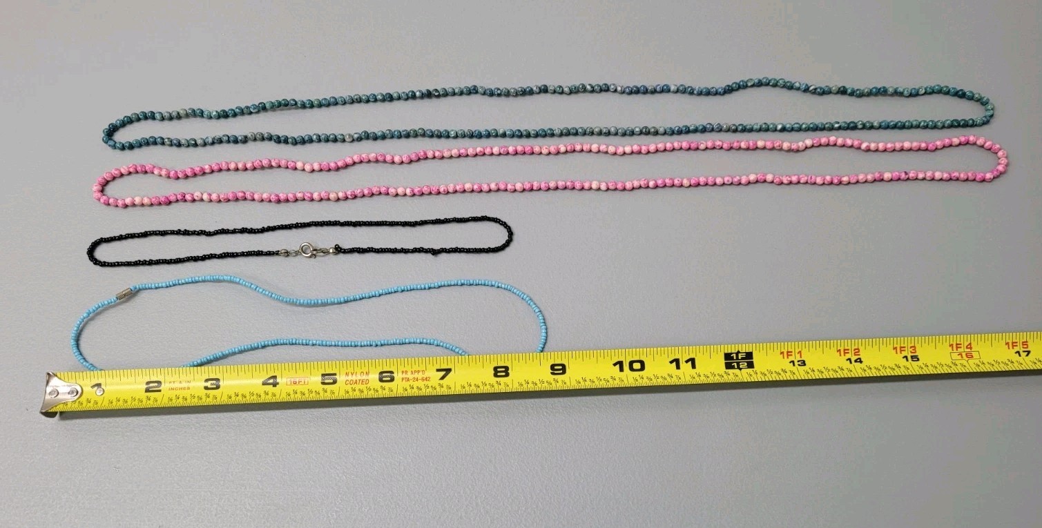 Gorgeous Vintage Stone Beaded Twist Necklaces 80s Plus 2 Small Pink Blue Turquo