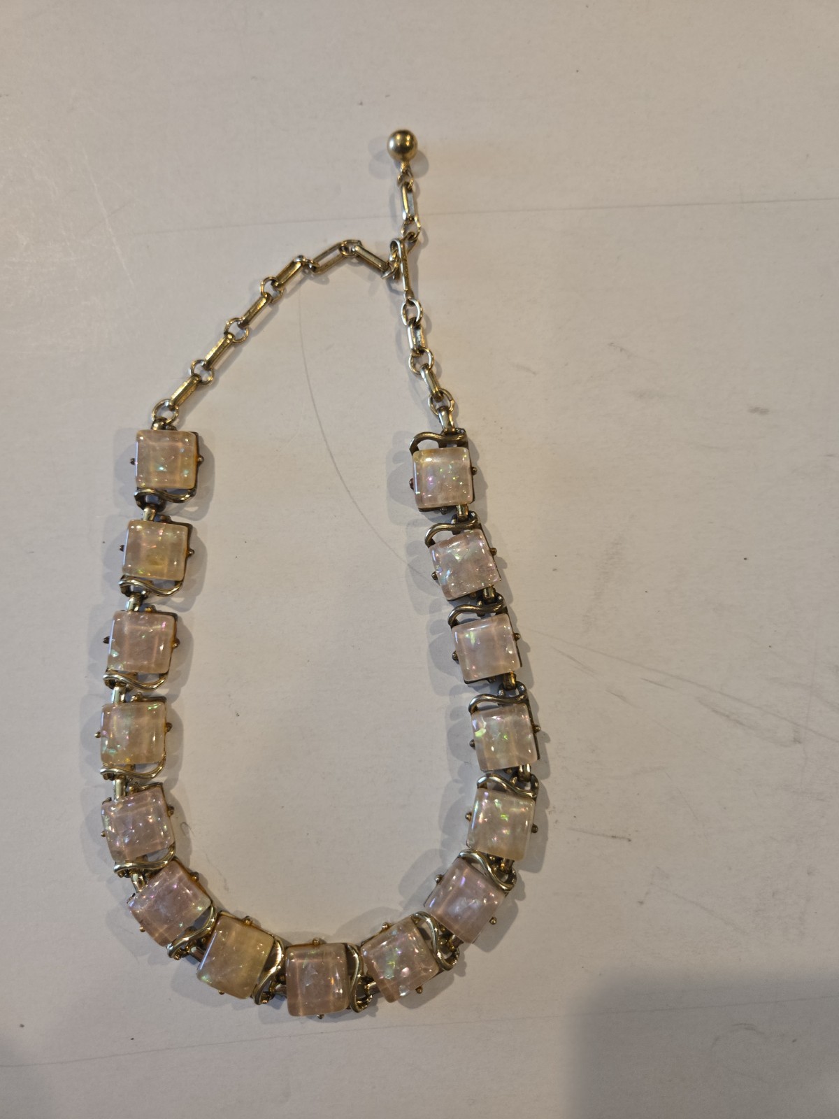 Vintage Coro Faux Opal Lucite Collar Necklace