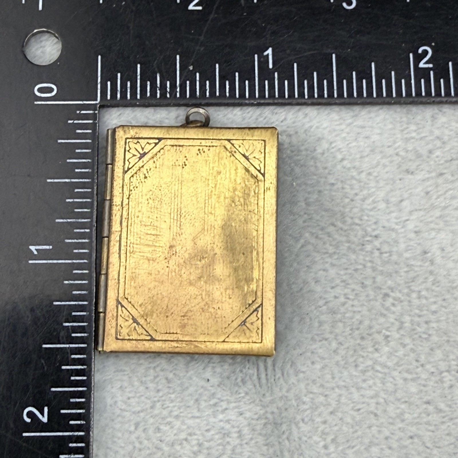 Vintage Locket Pendant Rectangle Book Gold Tone Photo