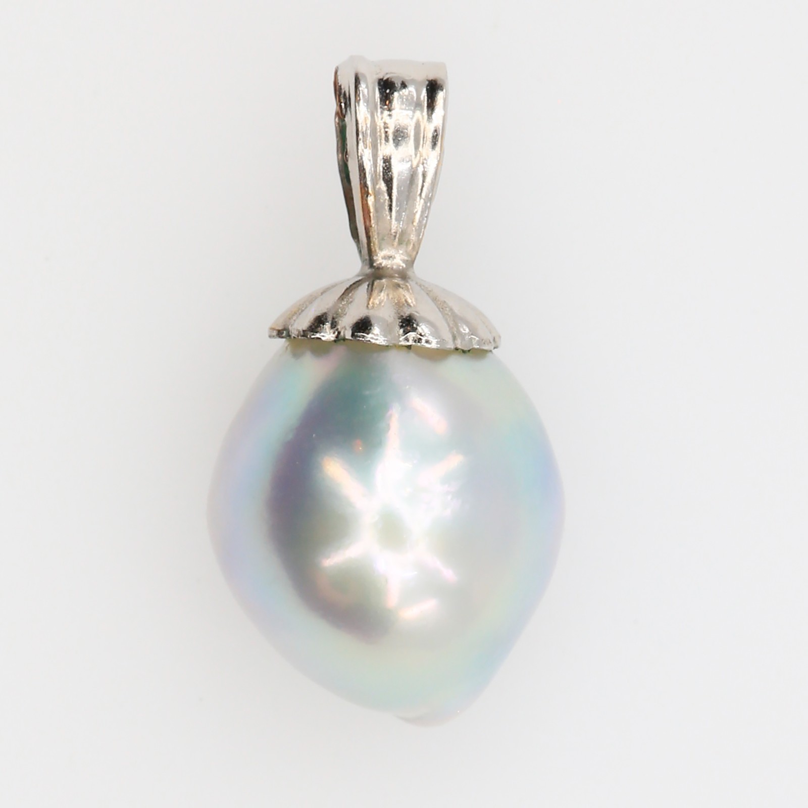 Vintage Baroque Pearl Pendant Iridescent Luster Fluted 1/20th 12K GF Cap