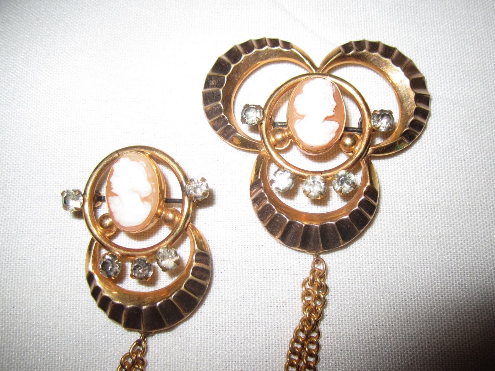 Gold filled Double Cameo brooches
