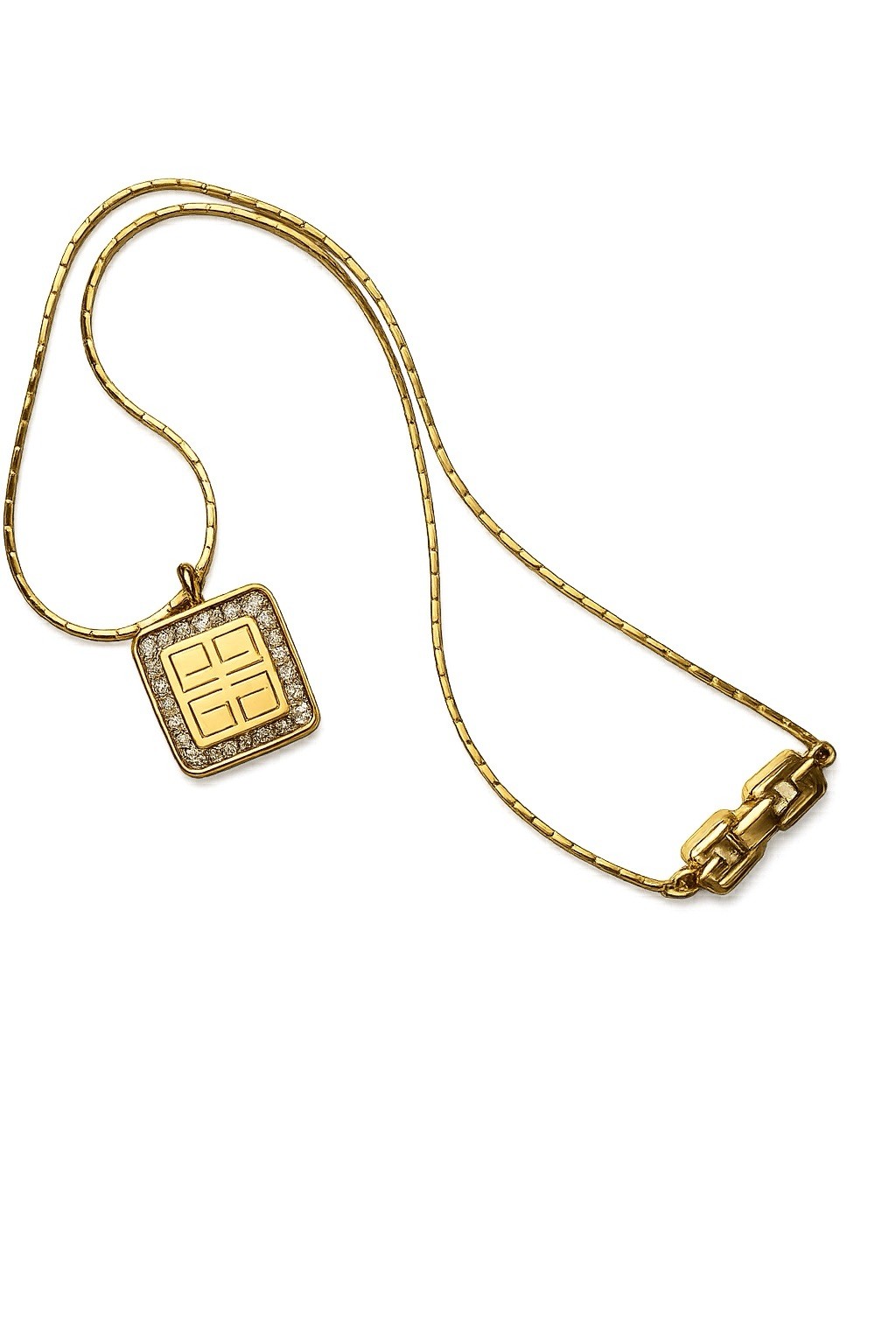 Authentic Givenchy Gold Tone Double Happiness Pendant Crystal Frame PreOwn Exc