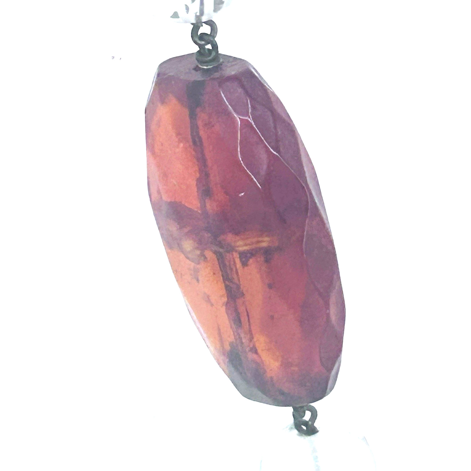 Art Deco Vintage Baltic Amber Honey Cognac Yellow & Clear Glass Necklace 34″