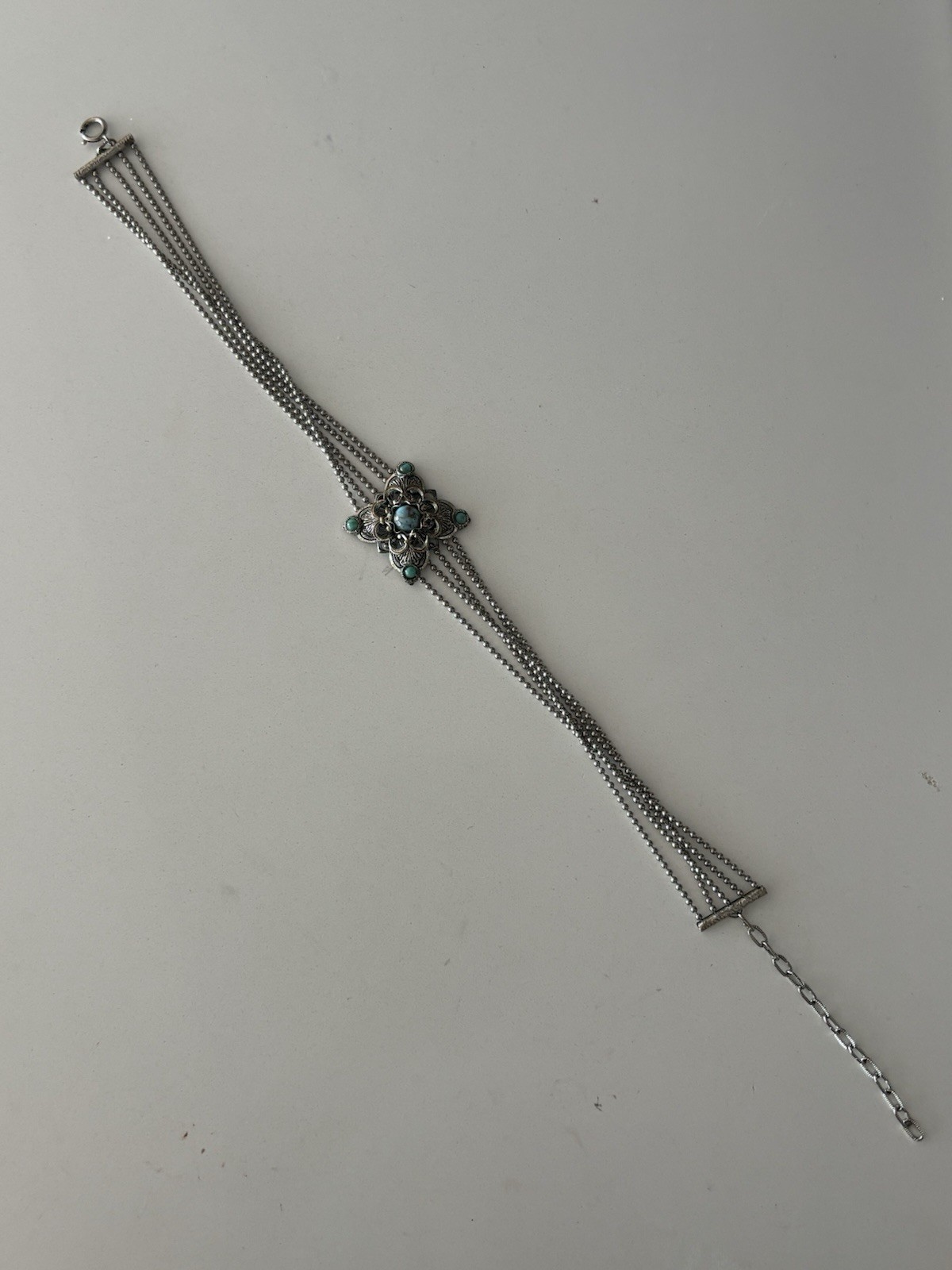 Vintage Southwestern Turquoise Choker Necklace & Matching Brooch Set