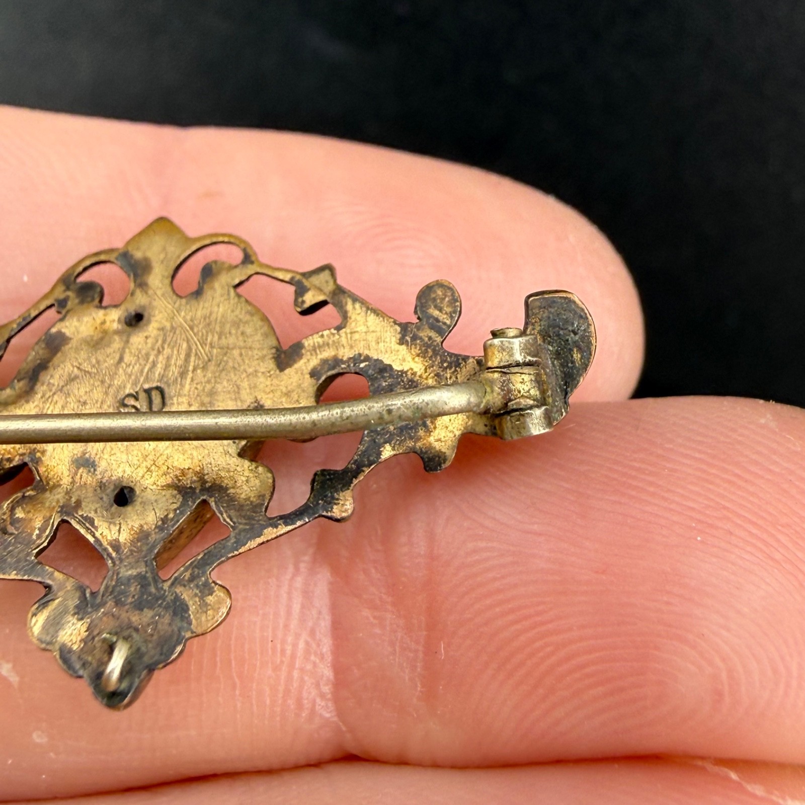 Vintage Victorian Pocket Watch Chain Brooch Gold Filled Heart