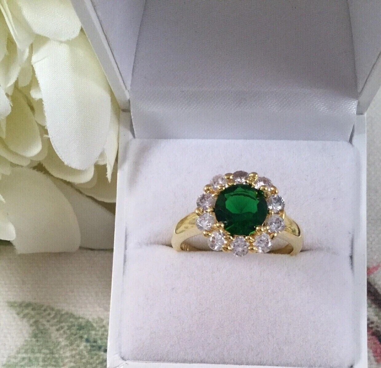 3.2Ct Art Deco Style Lab Created Emerald Women’s Anniversary 14K Gold FN Ring