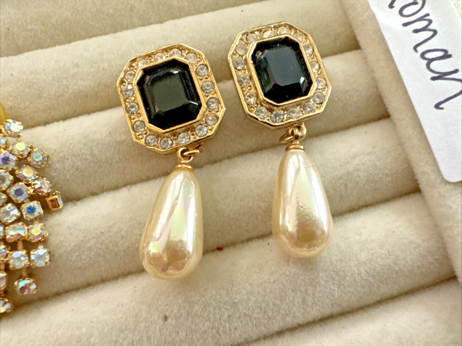 Lot 7 Pair Brutalist Earrings ROMAN Gold Vintage Movie Star Pearl 90s Anne Klein
