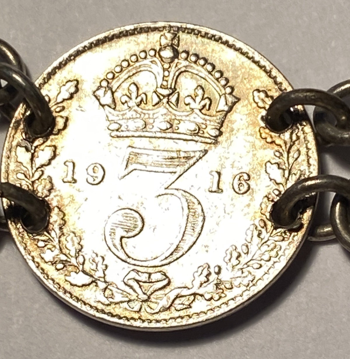 1902-1921 Kings George & Edward Sterling 3 Pence Coin Bracelet