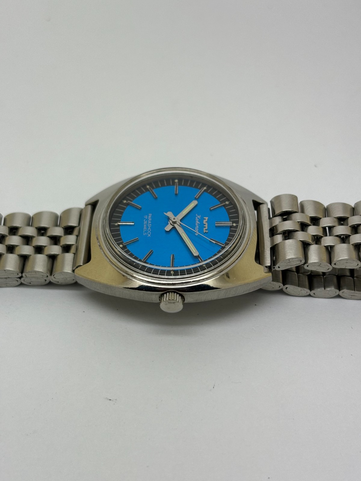 HMT Kohinoor Blue Dial Mechanical hand Winding Transparent Back Working Vintage