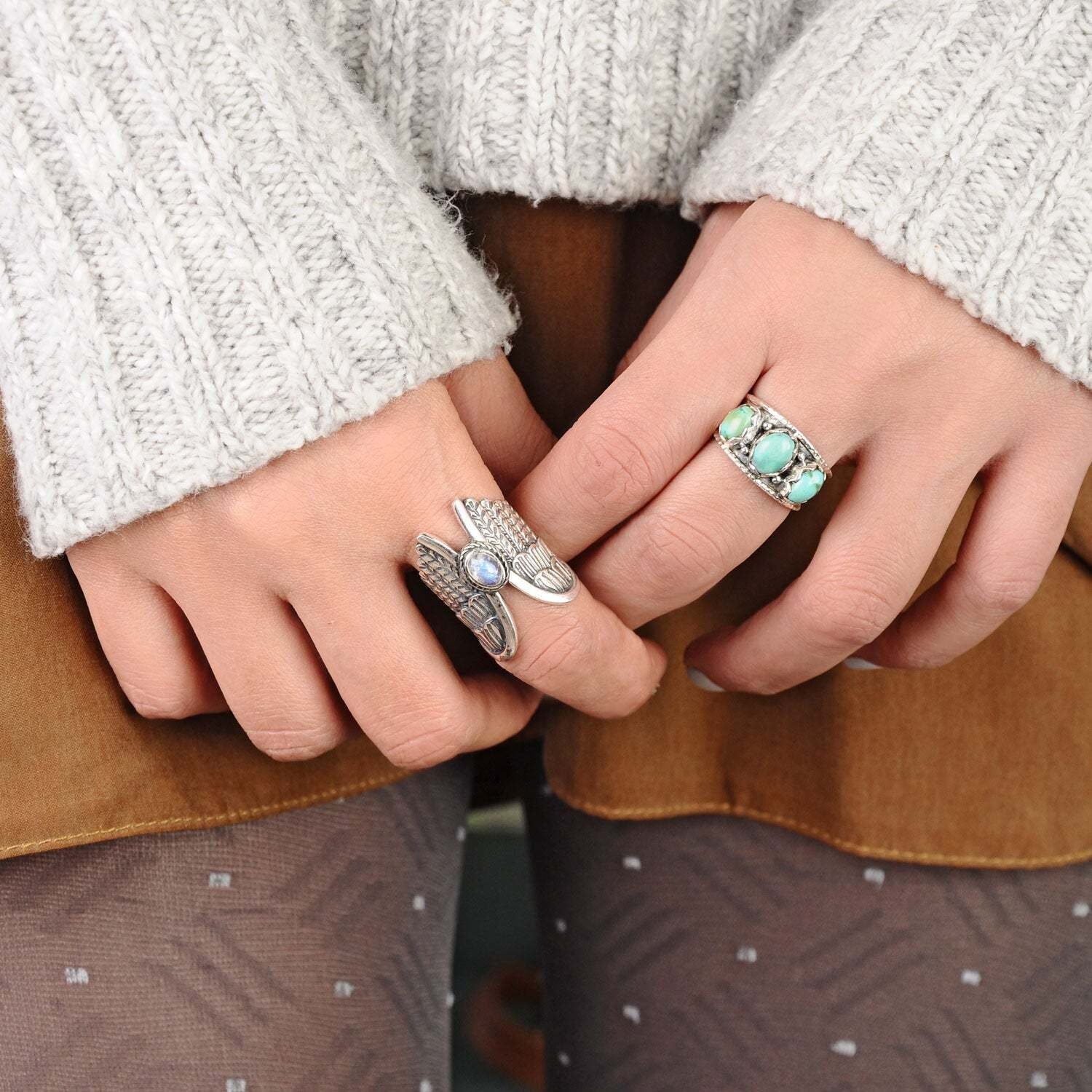 Elongated Christmas Ring 925 Silver plated Aesthetic Old Victorian Vintage Ring