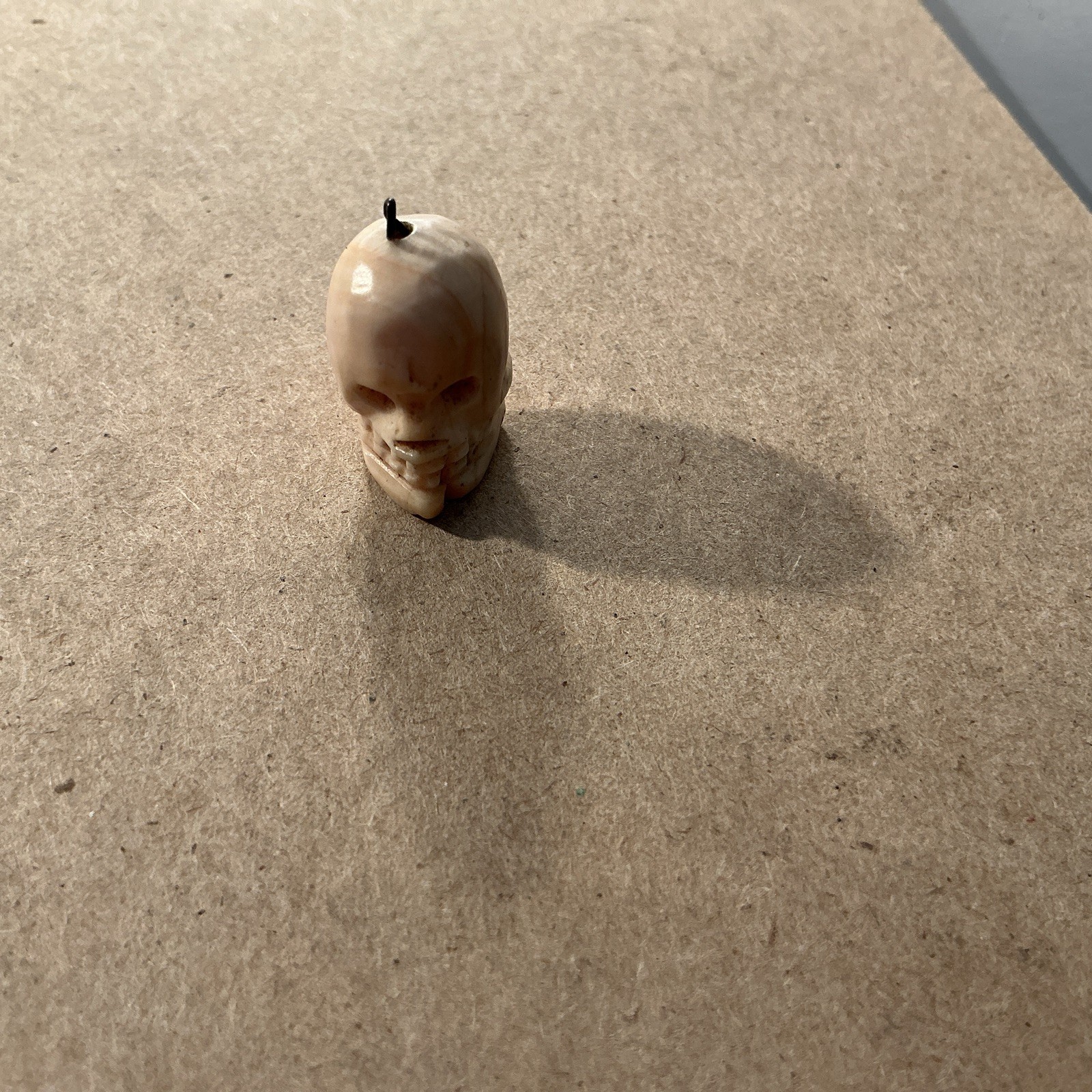 Vintage Miniature Hand Carved “MEMENTO MORI” Human skull Charm