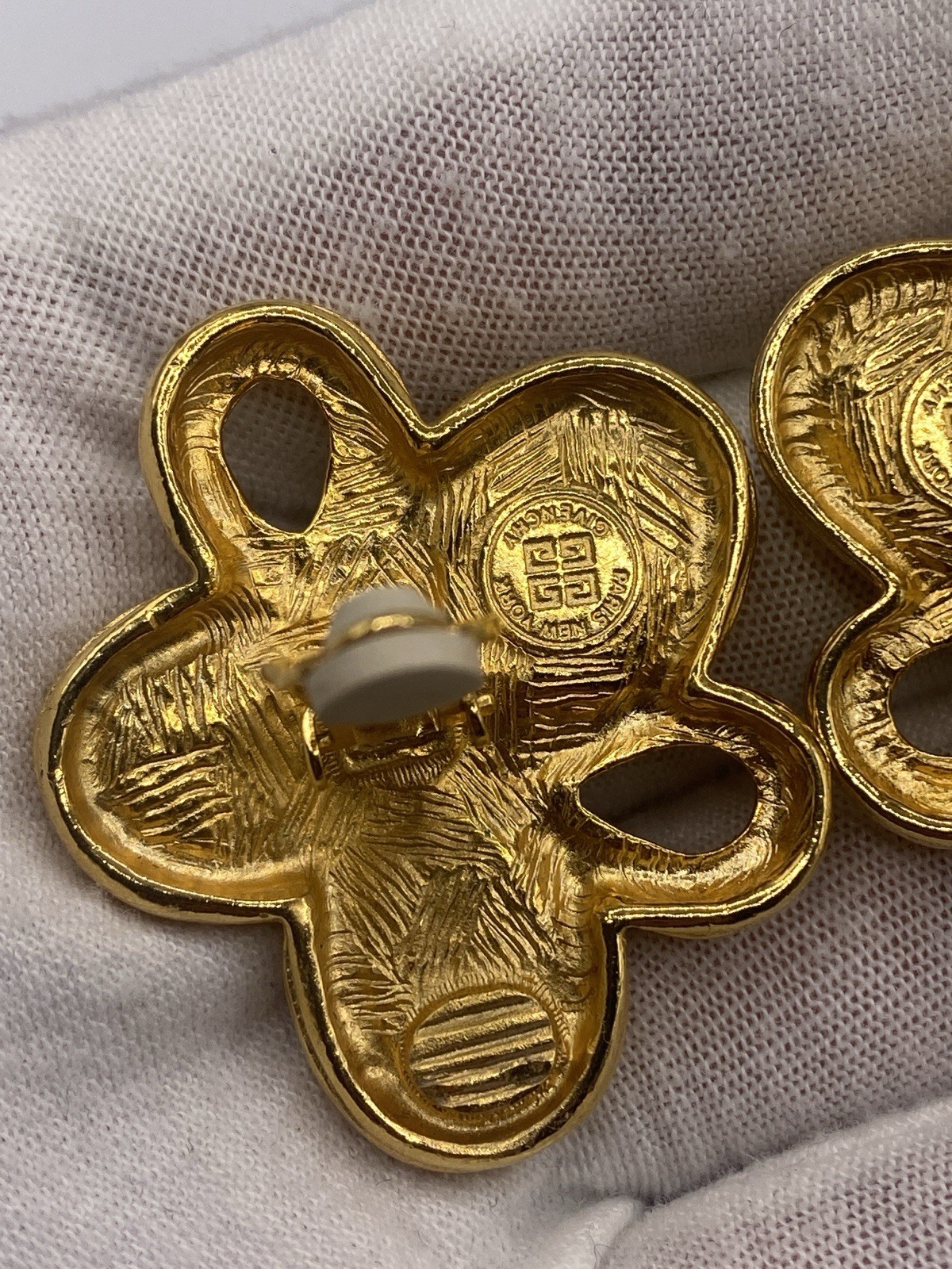 Givenchy Vintage Gripoix Clip Earrings Gold Tone