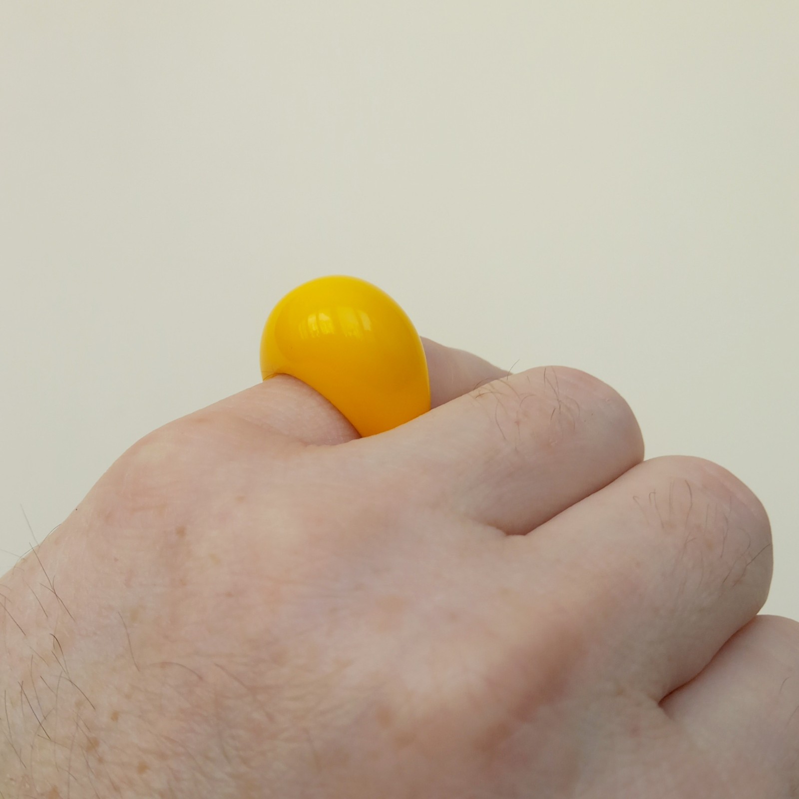 Summer Ring № 167 Lucite Acrylic Plastic Dome Ring Yellow Color Size 8