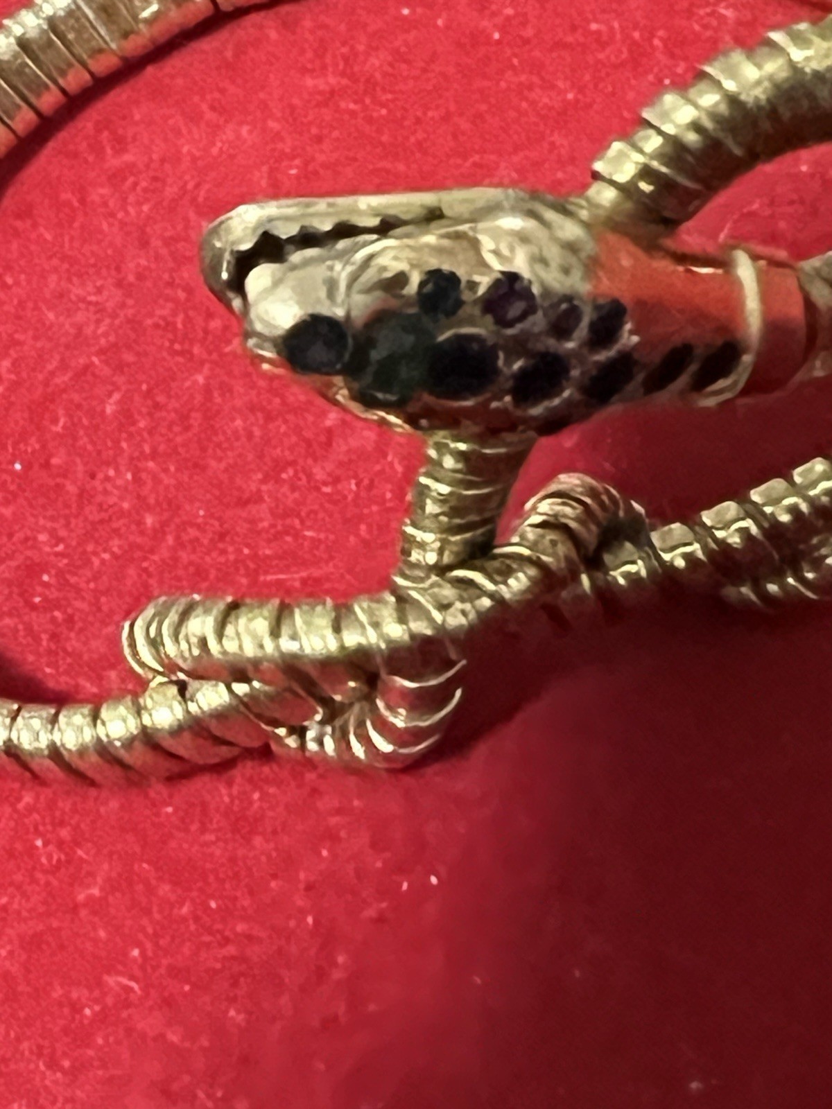 ANTIQUE 14K GOLD COILED SNAKE BRACELET Very Good Cond 23.2 g. Signed B/O