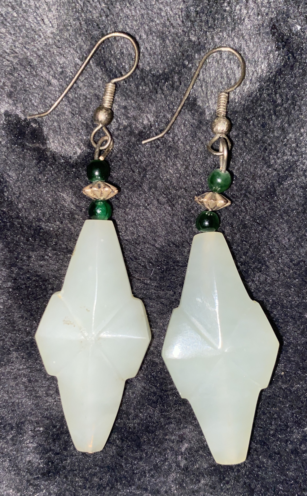 Vtg Quartz Dangle Drop Earrings