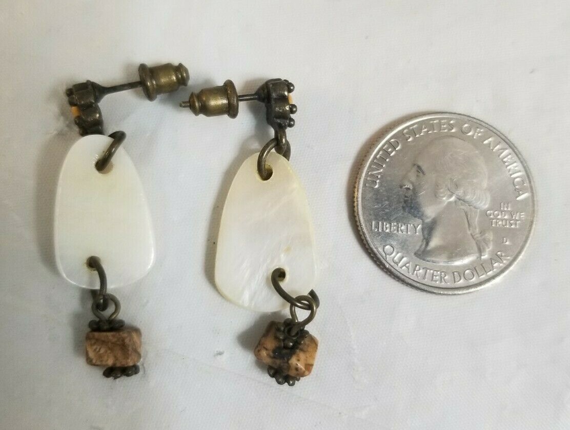 Vintage CH Silvertone & Polished Rock Necklace, Bracelet, & Earring Set NICE