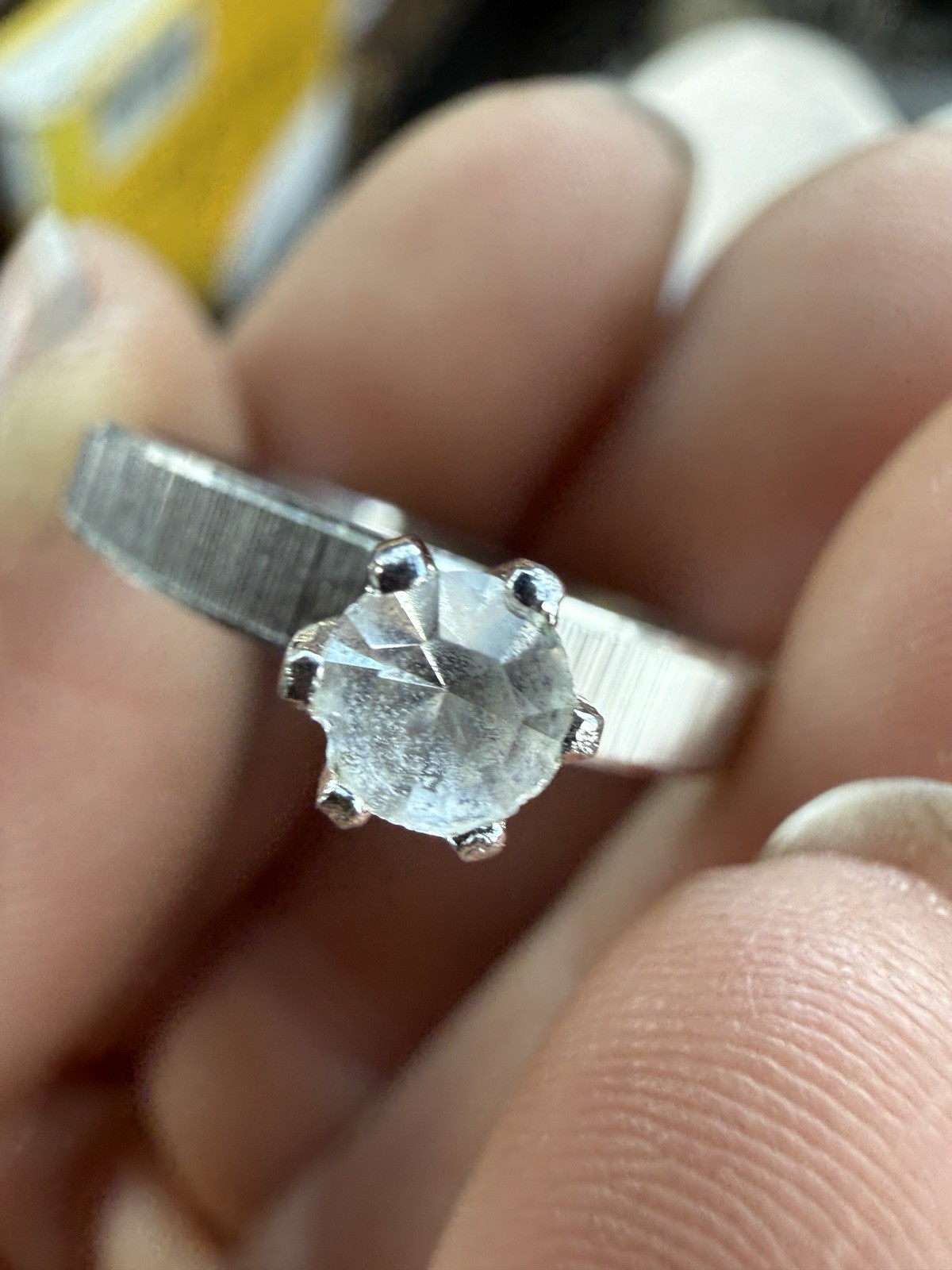 VINTAGE White Gold Engagement Ring UNCAS Karatclad 6-Prong Solitaire Ring SIZE 8
