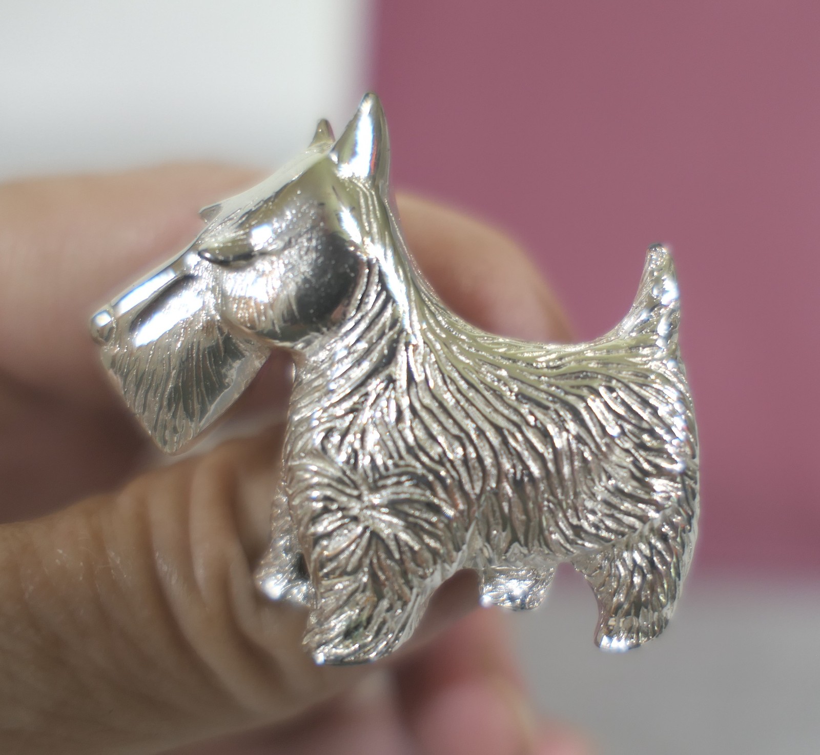 Vintage Silver Metal Alloy Scottie Dog Jewelry Pin Brooch 1.5″ L x 1.5″ H