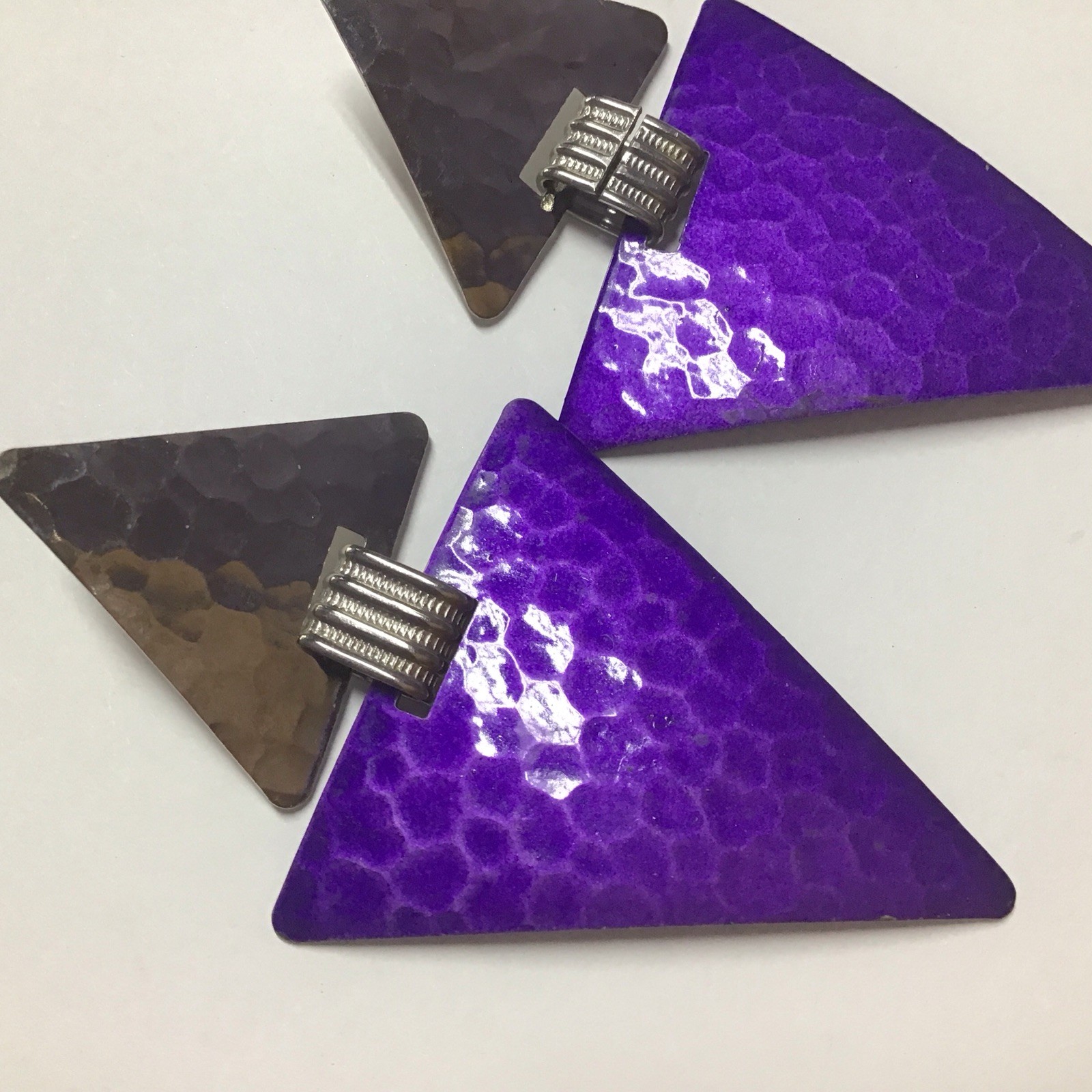 #2 Vintage Retro Drop Dangle Purple Silver Toned Earrings from USA seller
