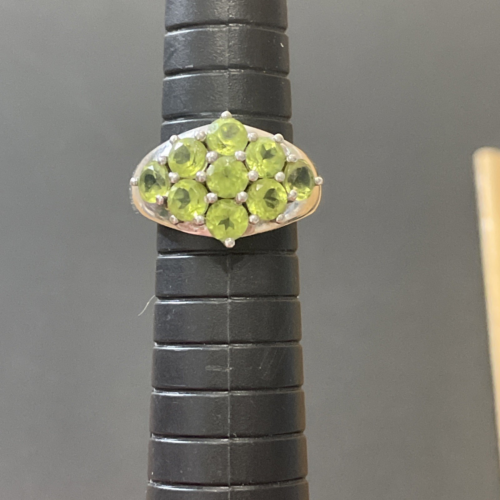 Vintage Sterling Silver 925 Green Peridot Cluster Statement Ring Size 6 India QJ